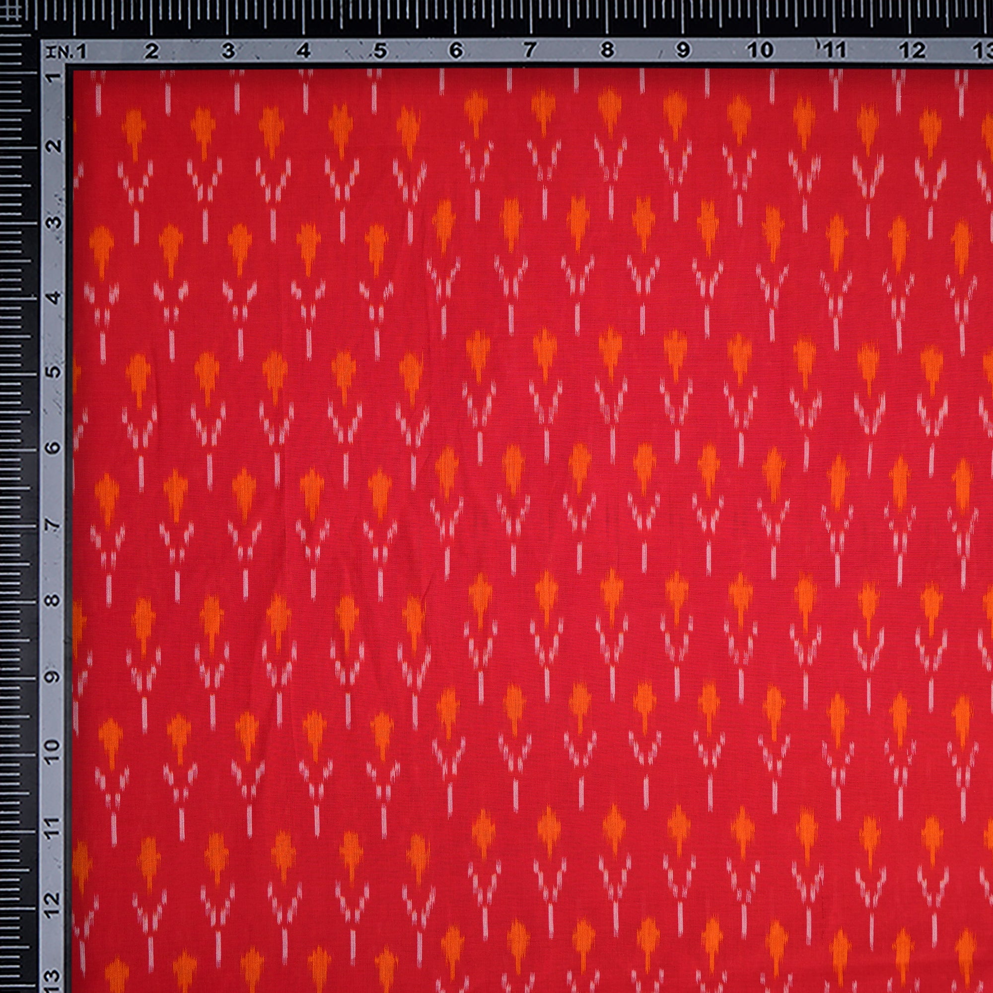 Red Handwoven Mercerised Cotton Ikat Fabric (44" Width)