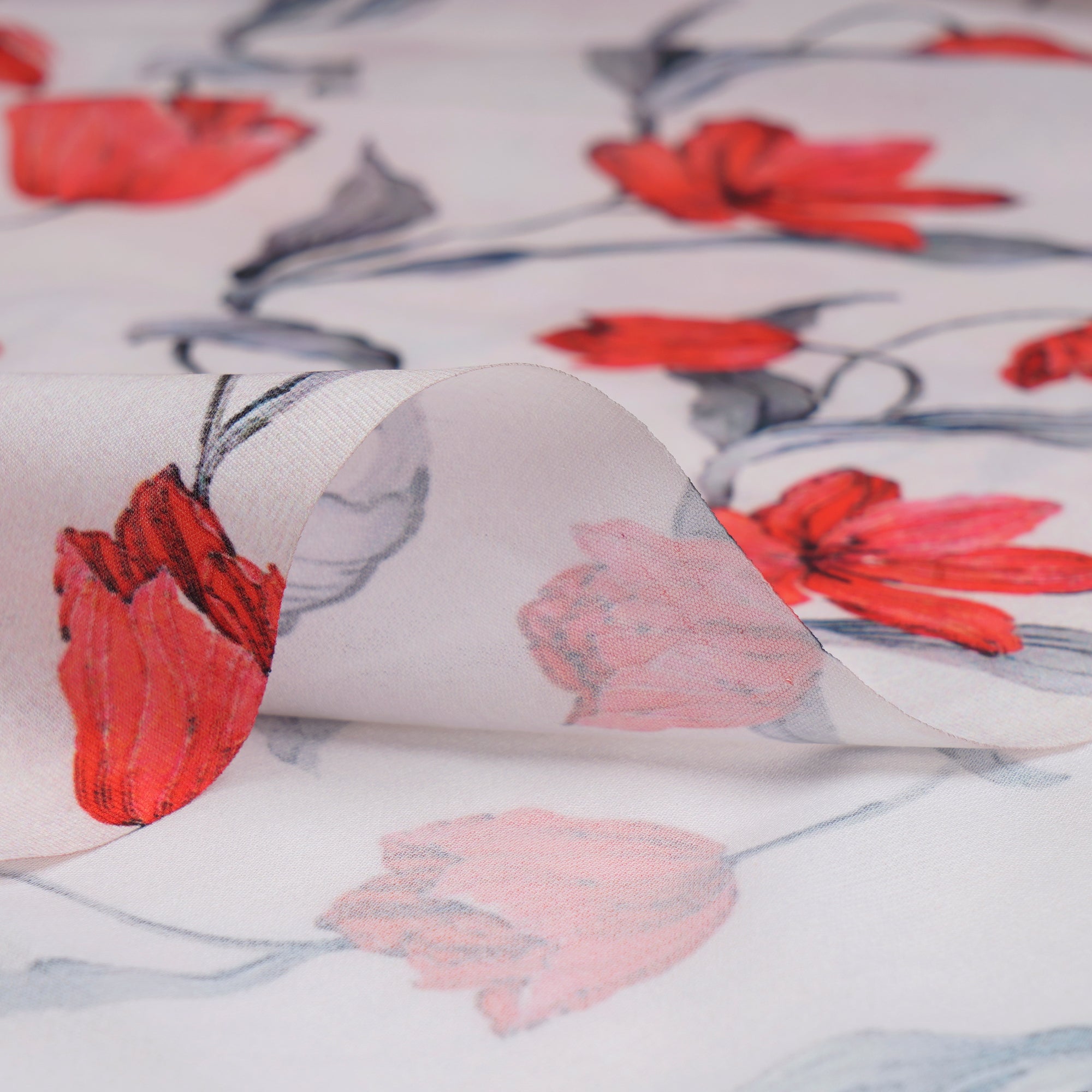 Tint Pint Floral Pattern Printed Crepe Fabric