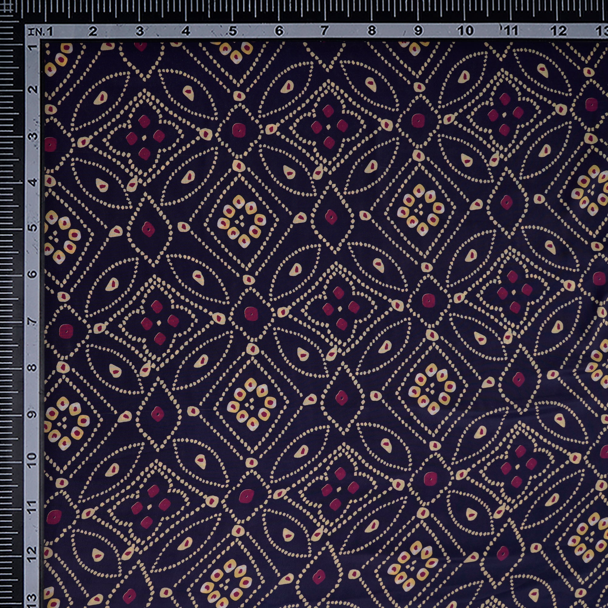 Purple Bandhani Pattern Printed Crepe Fabric