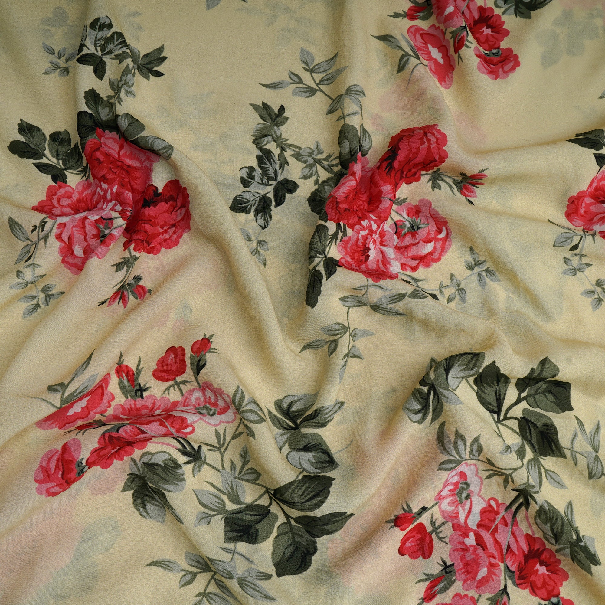 Chardonnay Floral Pattern Printed Crepe Fabric