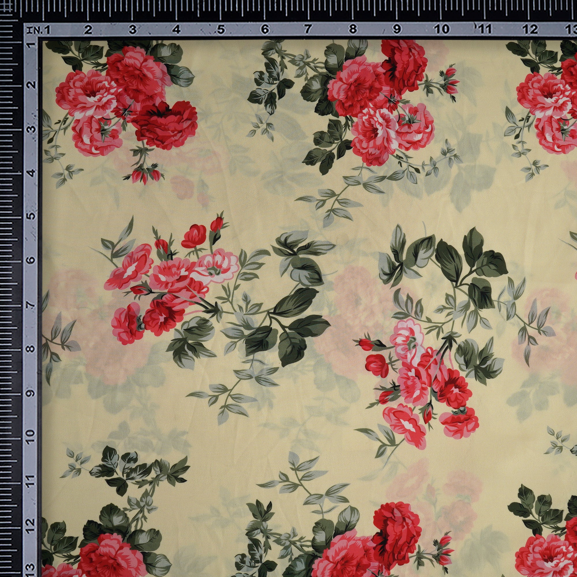 Chardonnay Floral Pattern Printed Crepe Fabric