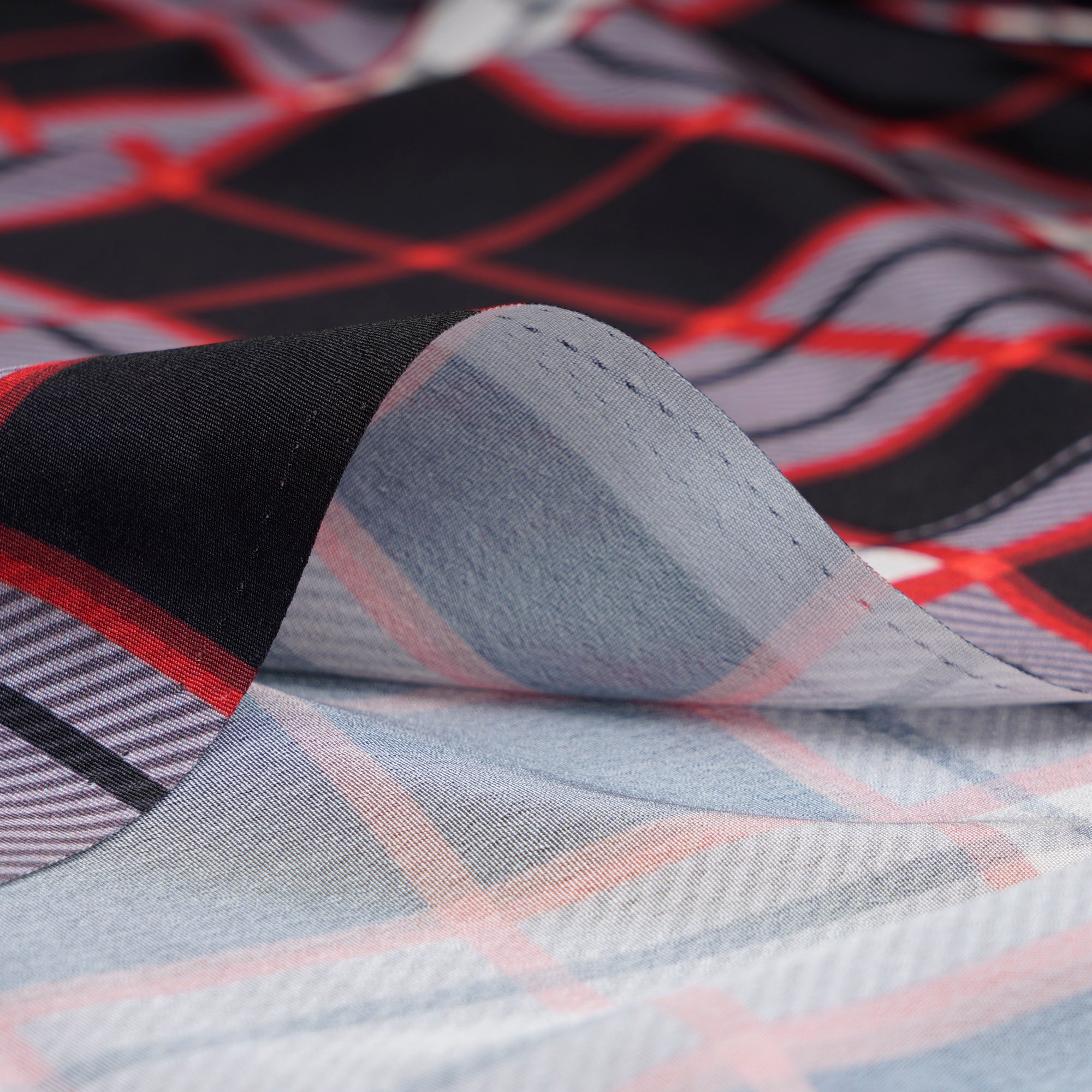 Black Check Pattern Printed Crepe Fabric