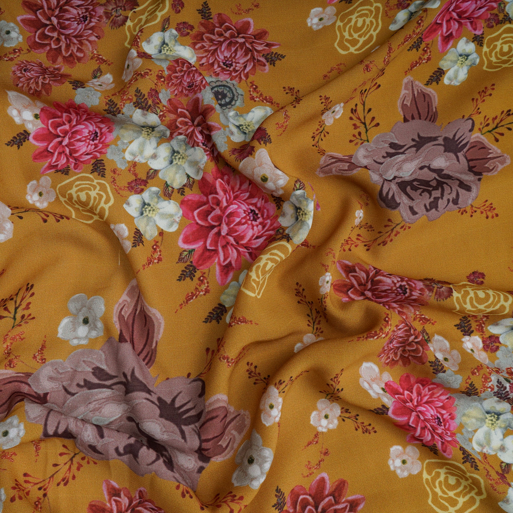 Arrowwood Floral Pattern Printed Crepe Fabric