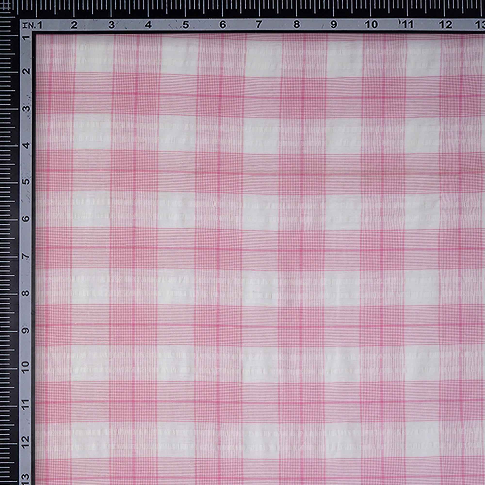 White-Pink Check Pattern Yarn Dyed Cotton Fabric