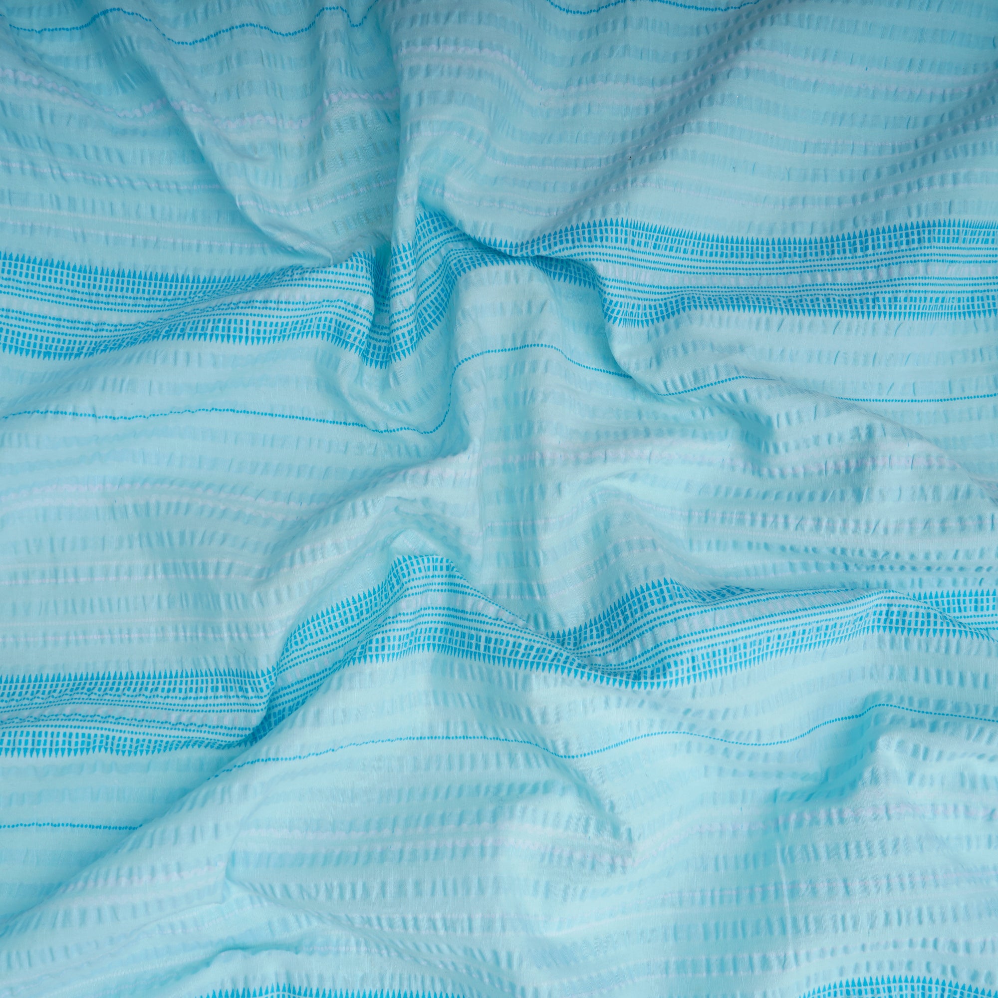 Sky Blue Stripe Pattern Yarn Dyed Cotton Fabric