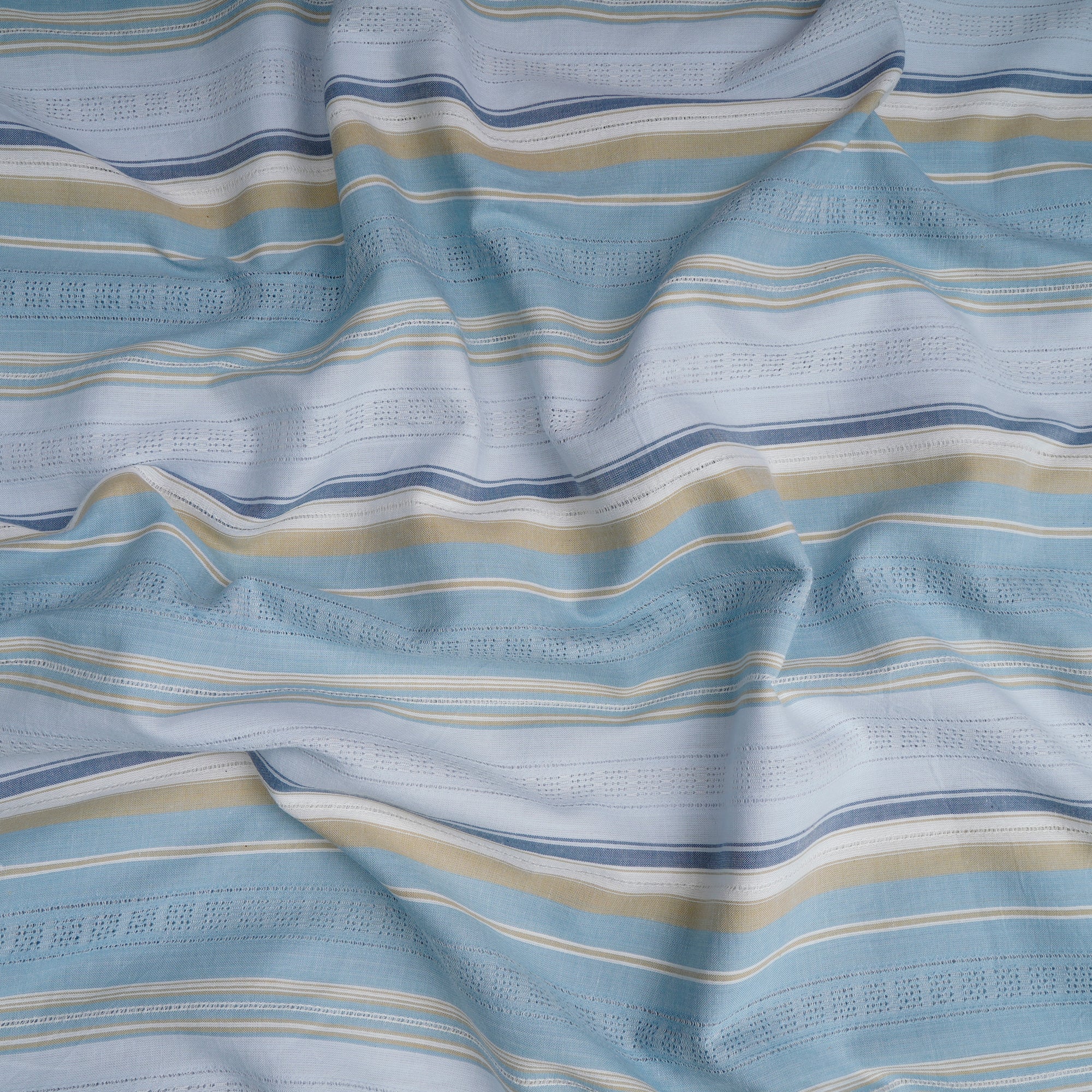 Powder Blue Stripe Pattern Yarn Dyed Cotton Fabric