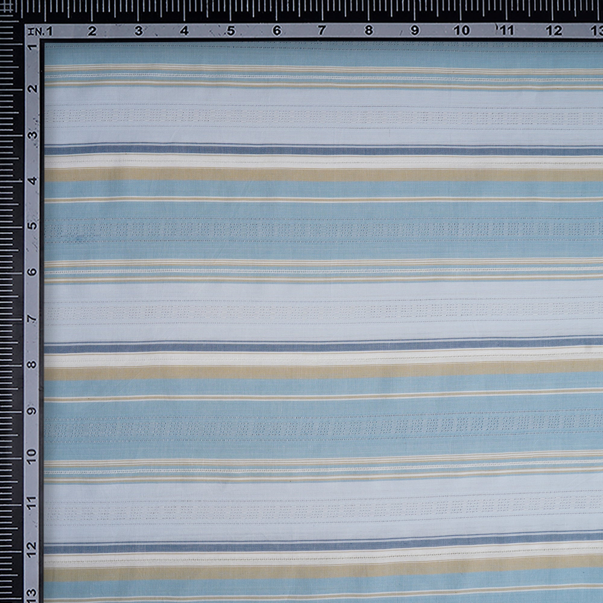 Powder Blue Stripe Pattern Yarn Dyed Cotton Fabric