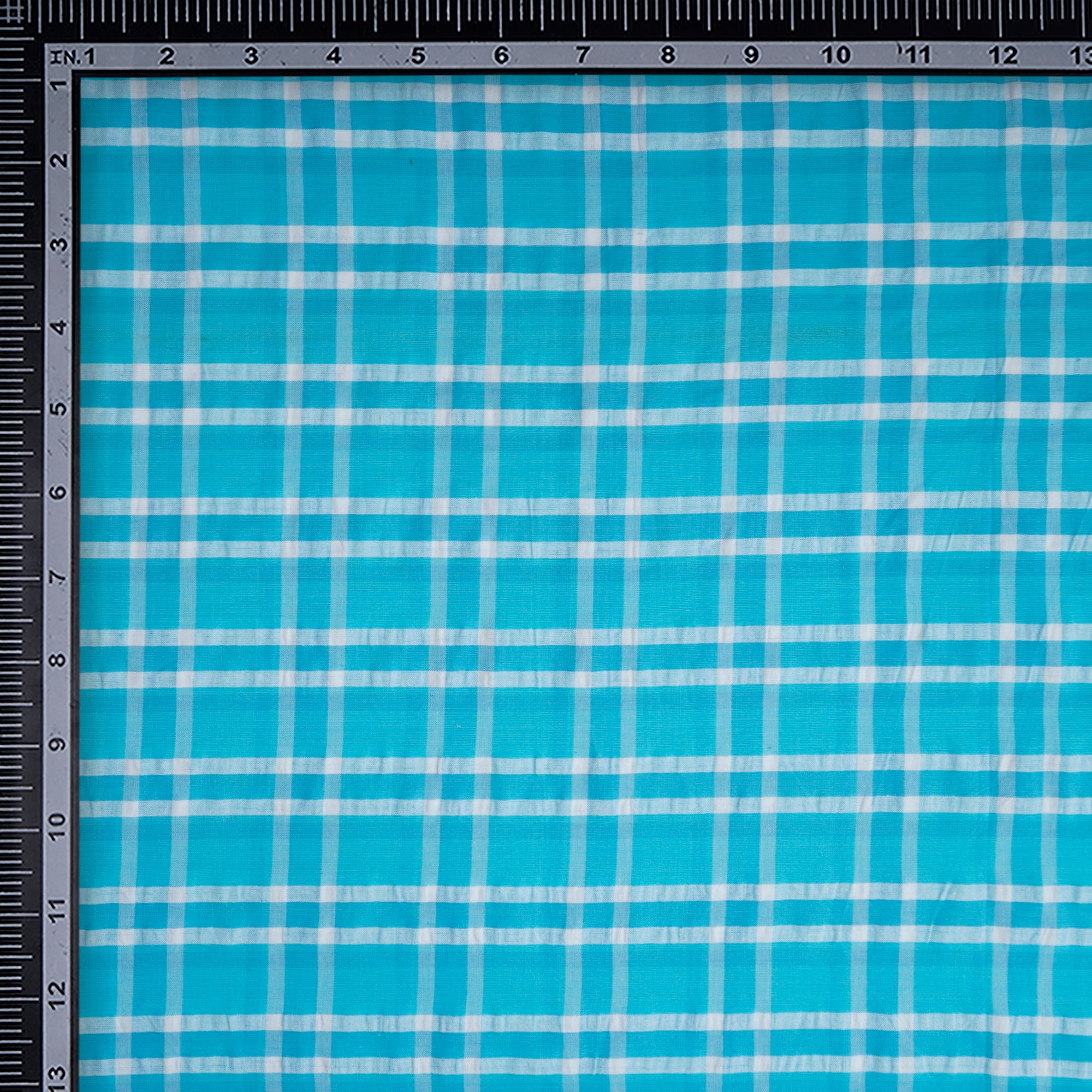 Sky Blue Check Pattern Yarn Dyed Cotton Fabric