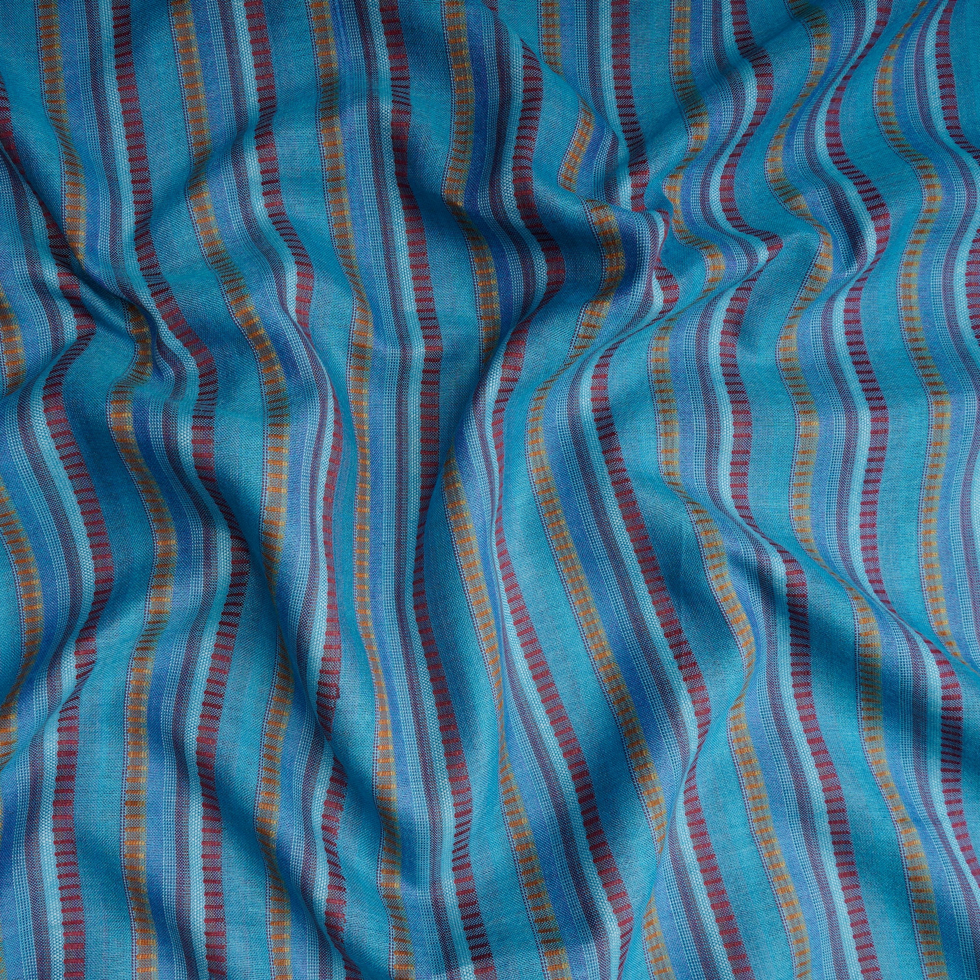 Light Blue Stripe Pattern Yarn Dyed Cotton Fabric