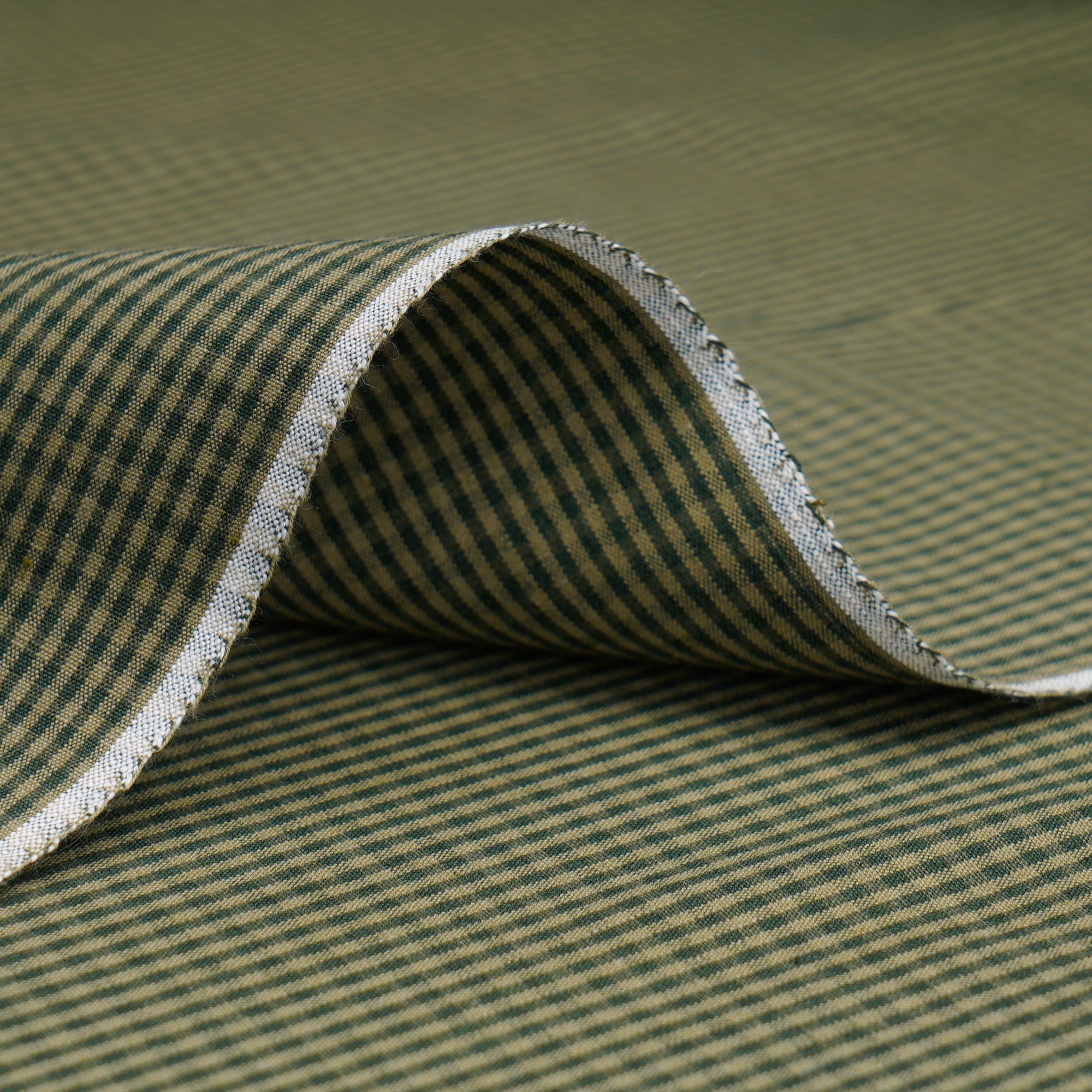 Olive Green Check Pattern Yarn Dyed Cotton Fabric