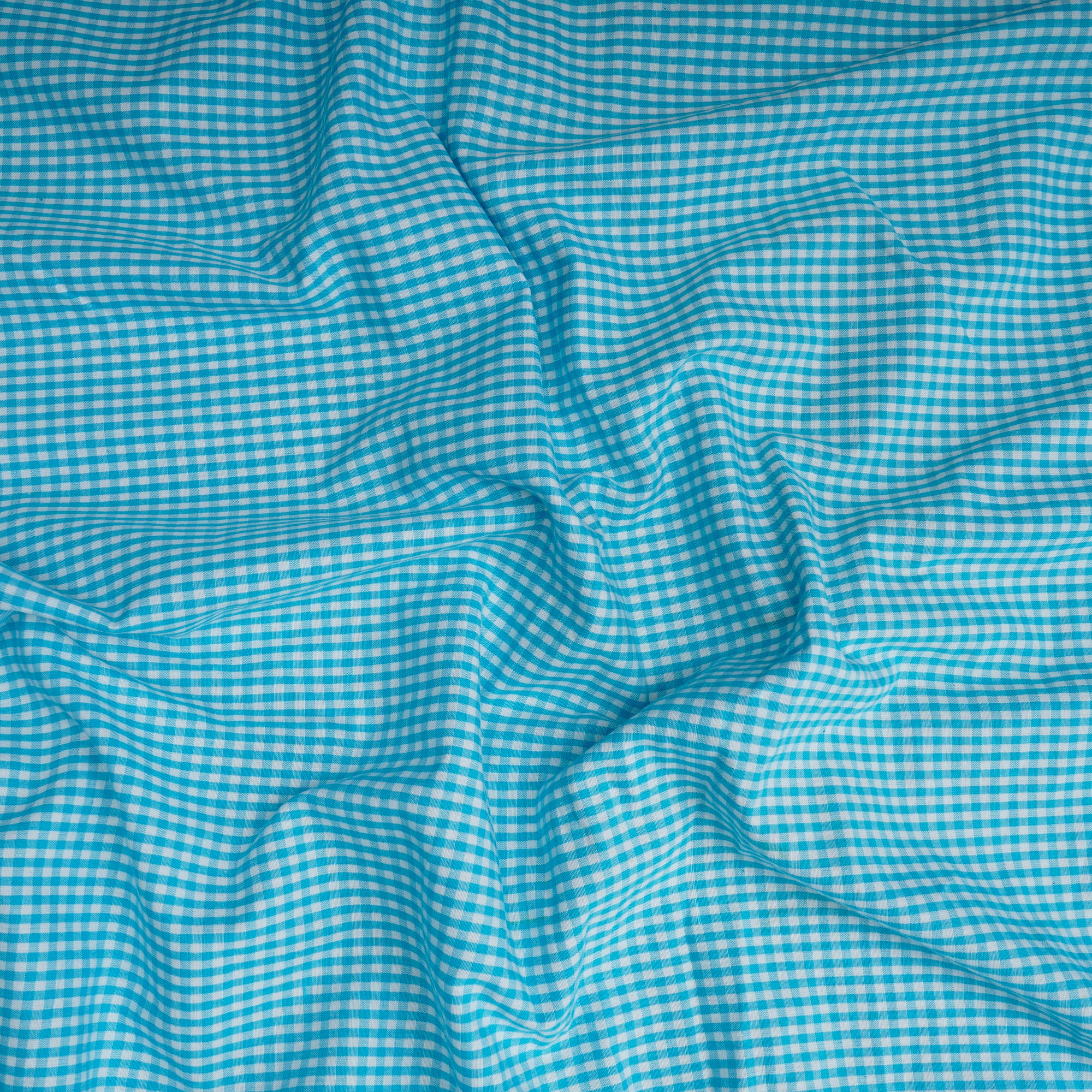 Sky Blue Check Pattern Yarn Dyed Cotton Fabric