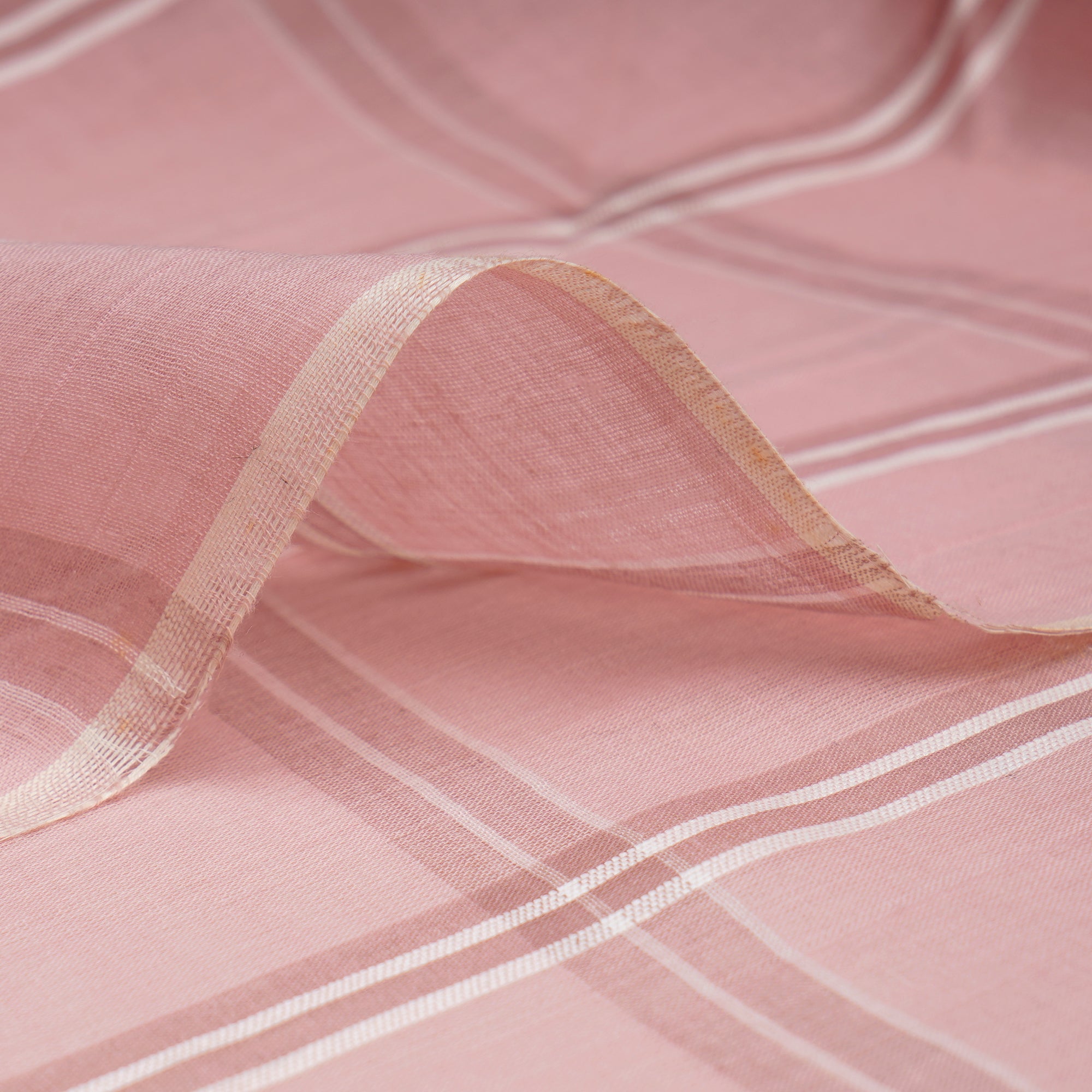 Powder Pink Check Pattern Yarn Dyed Cotton Fabric