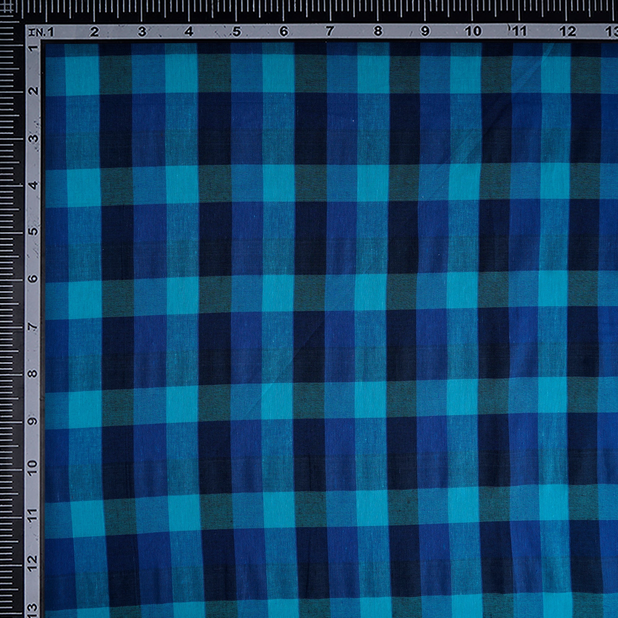 Blue Check Pattern Yarn Dyed Cotton Fabric