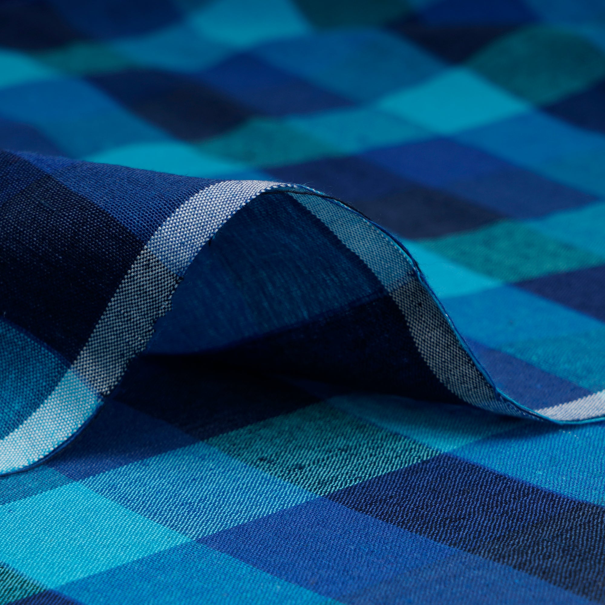 Blue Check Pattern Yarn Dyed Cotton Fabric