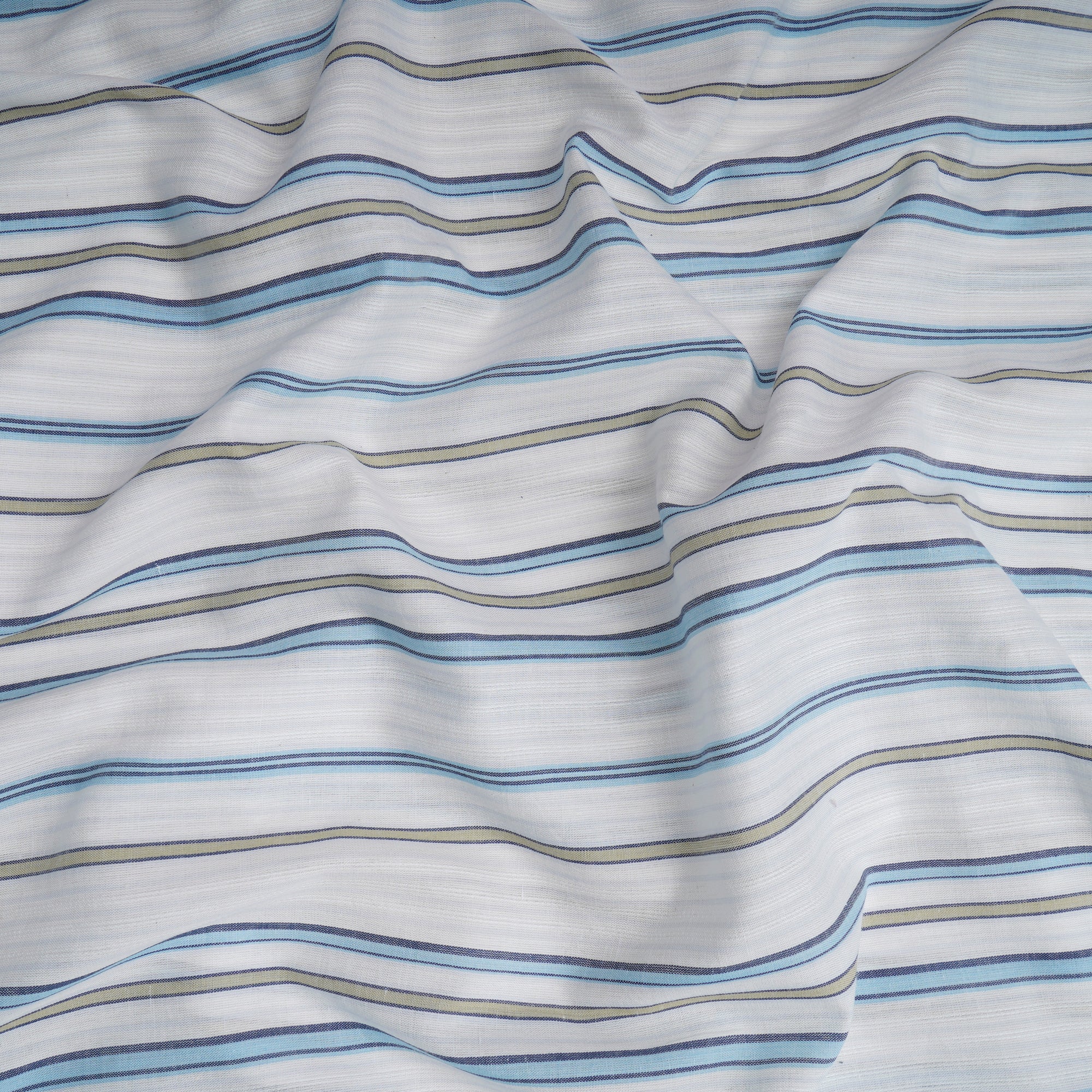 White Stripe Pattern Yarn Dyed Cotton Fabric