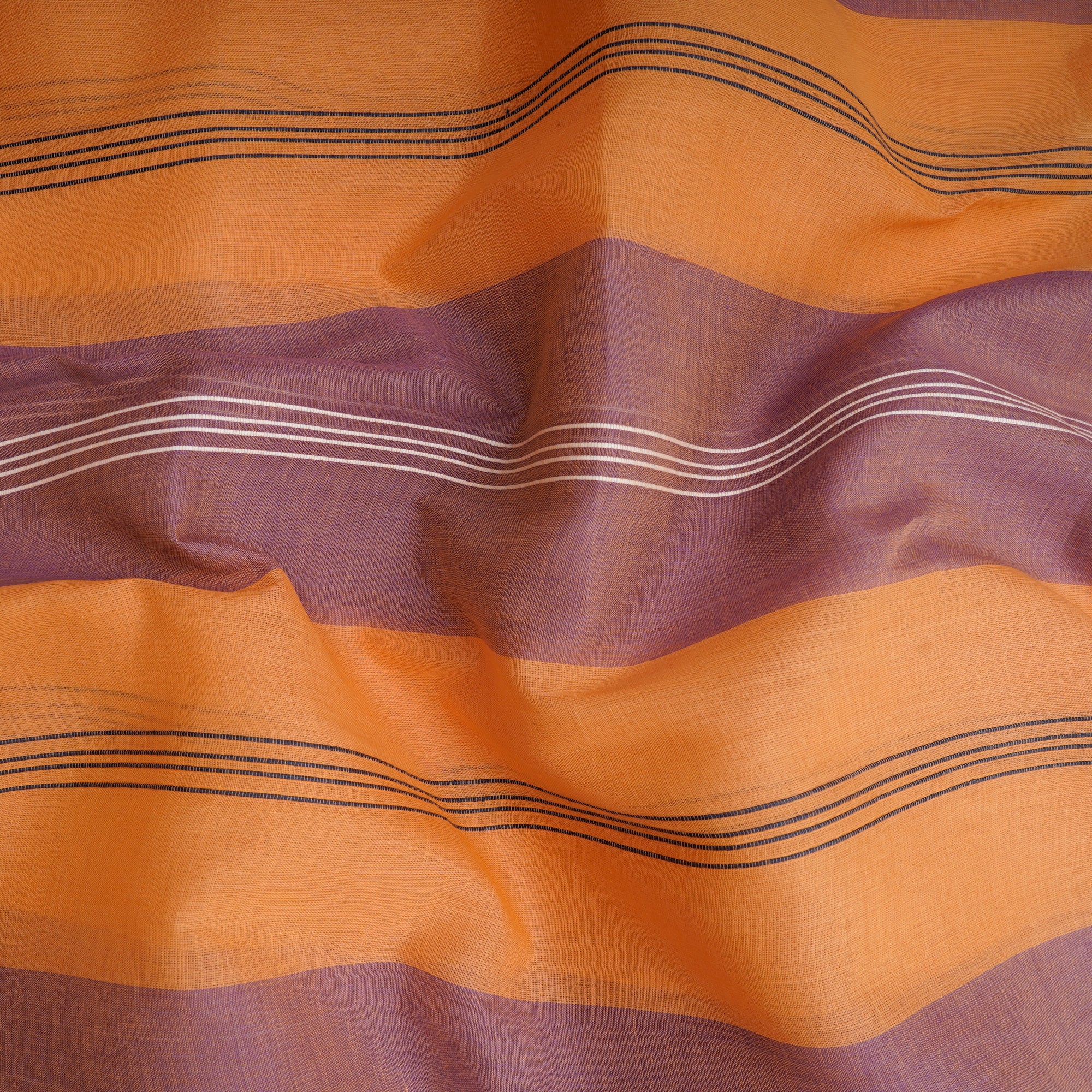 Orange Stripe Pattern Yarn Dyed Cotton Fabric