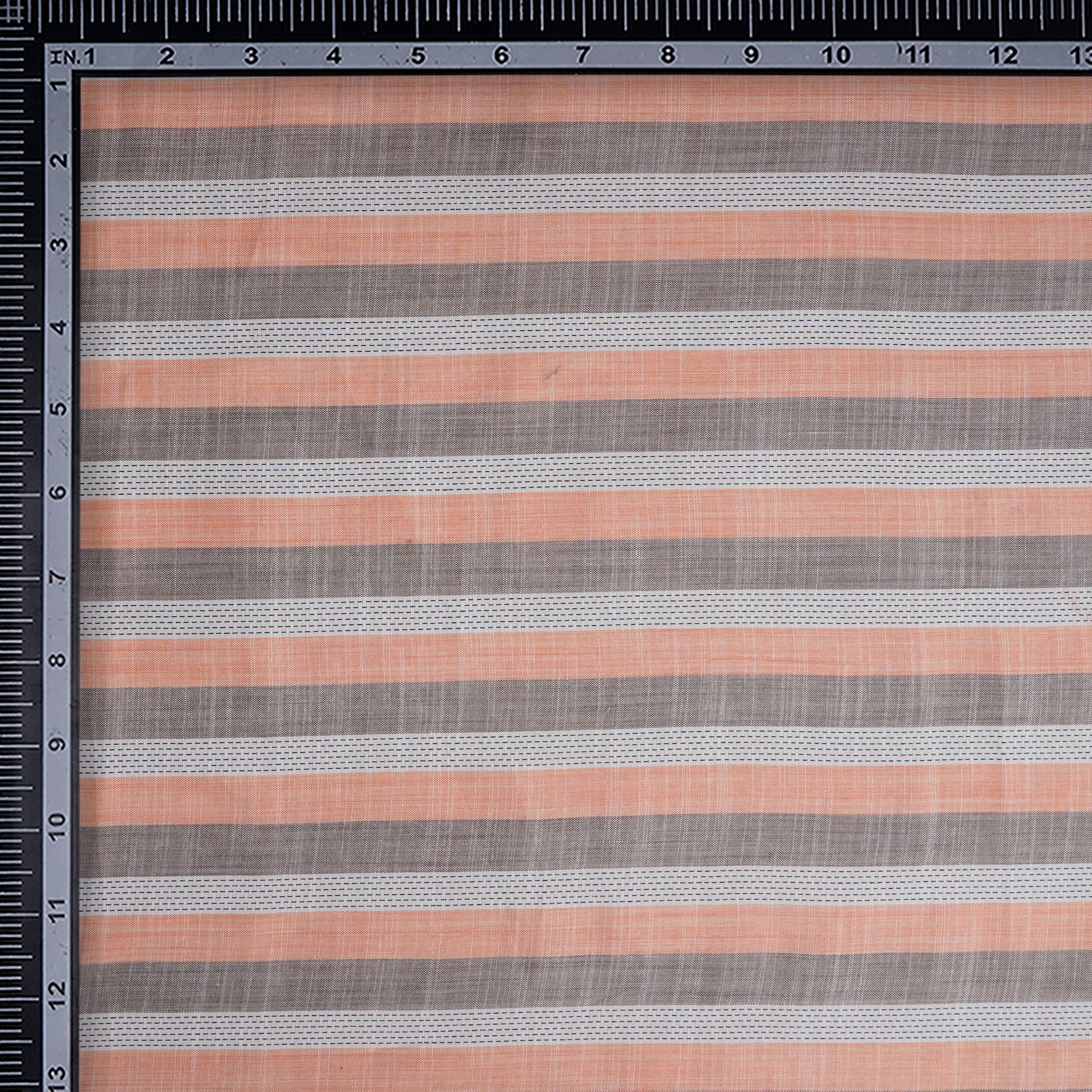 White-Peach Stripe Pattern Yarn Dyed Cotton Fabric