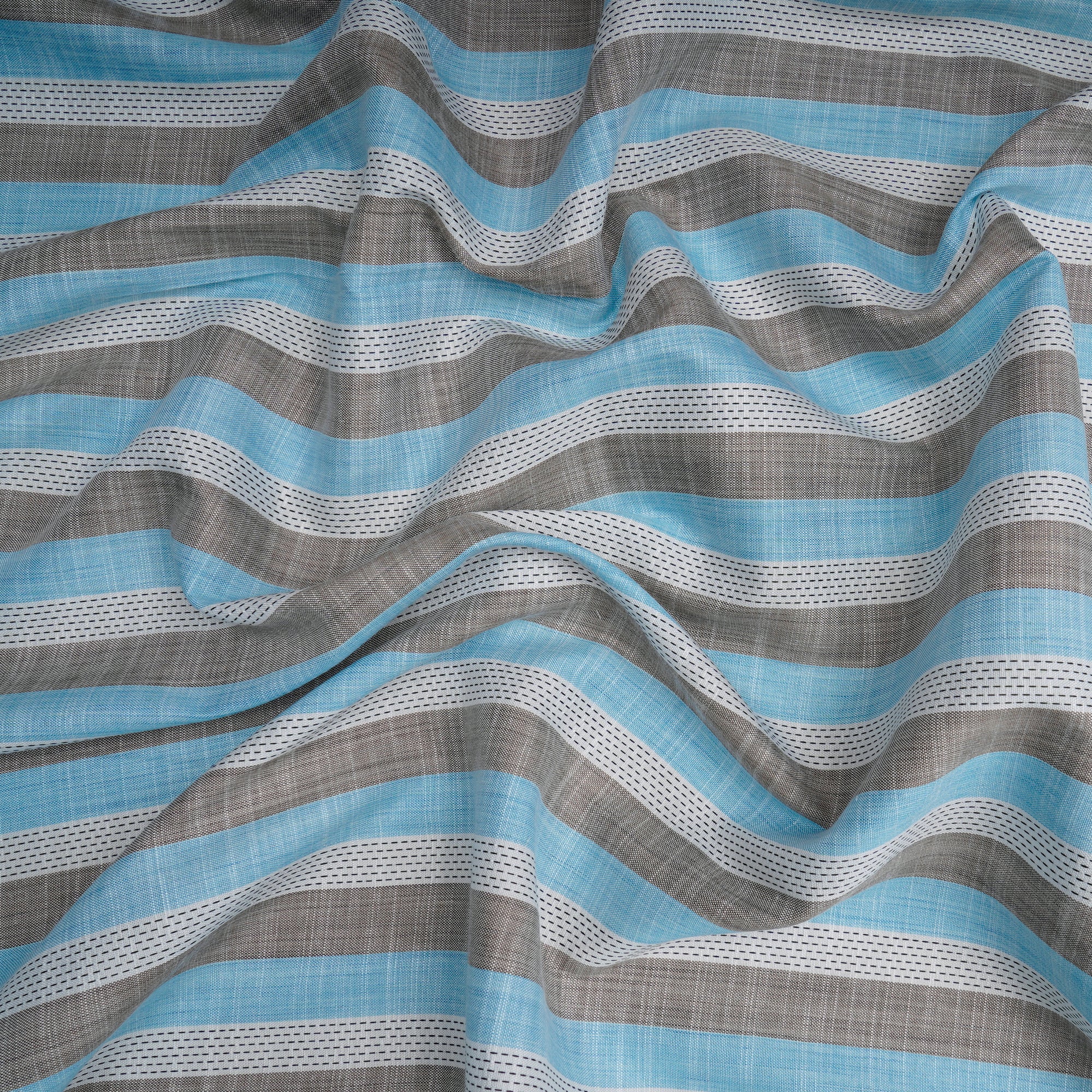 White-Blue Stripe Pattern Yarn Dyed Cotton Fabric