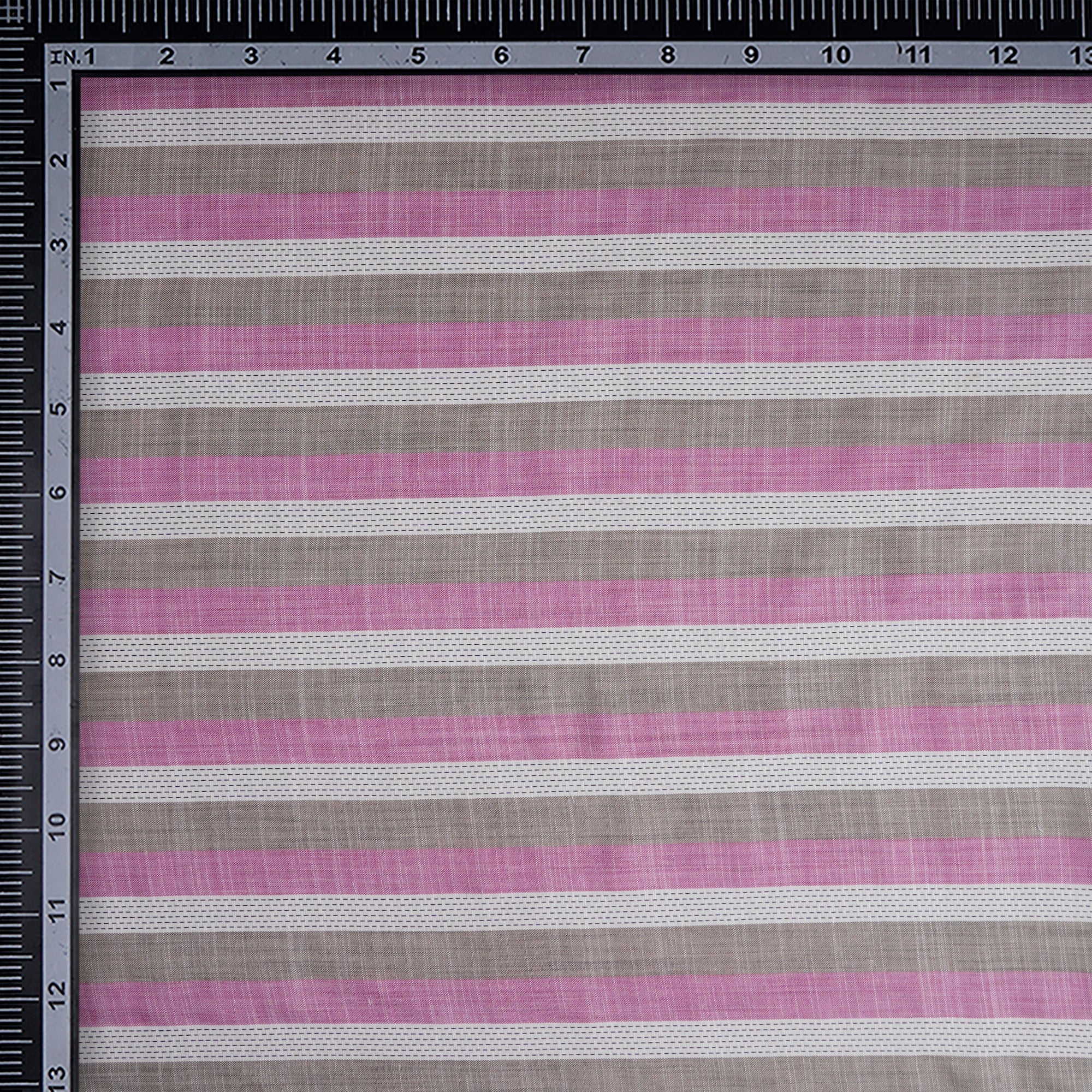 White-Pink Stripe Pattern Yarn Dyed Cotton Fabric