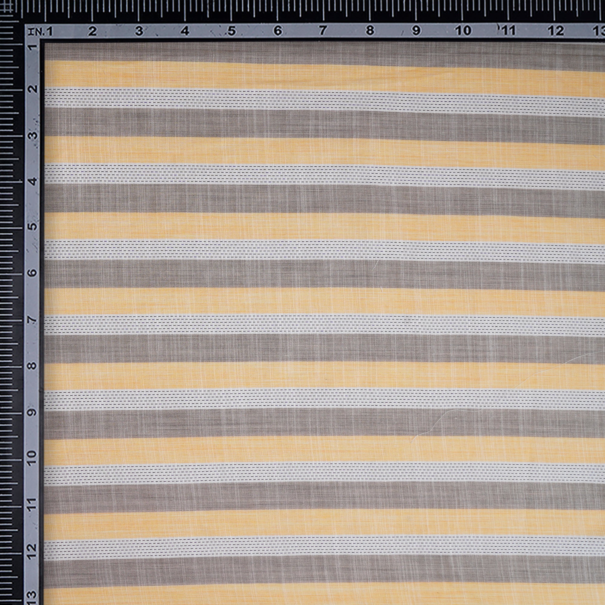 White-Yellow Stripe Pattern Yarn Dyed Cotton Fabric