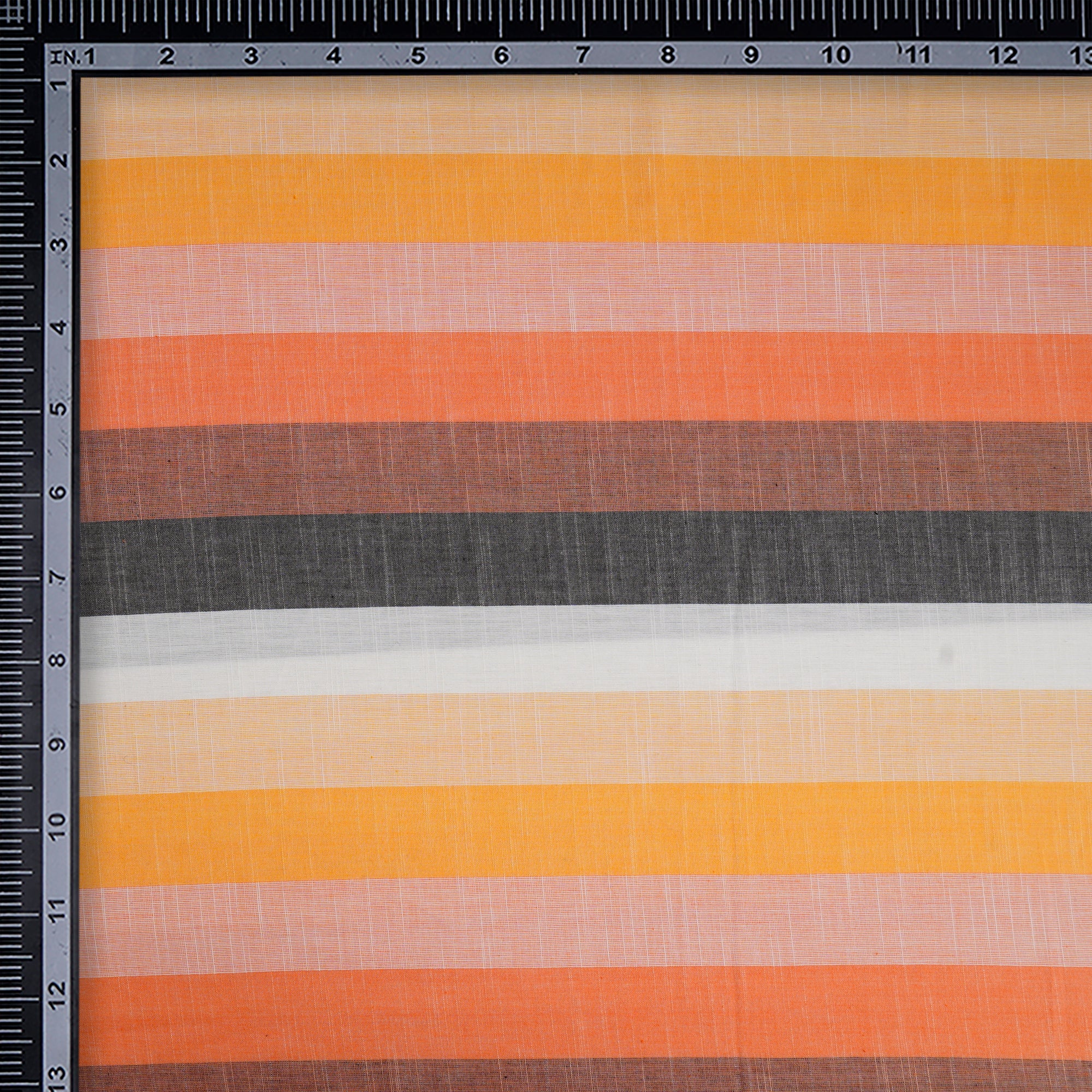 Orange Stripe Pattern Yarn Dyed Cotton Fabric