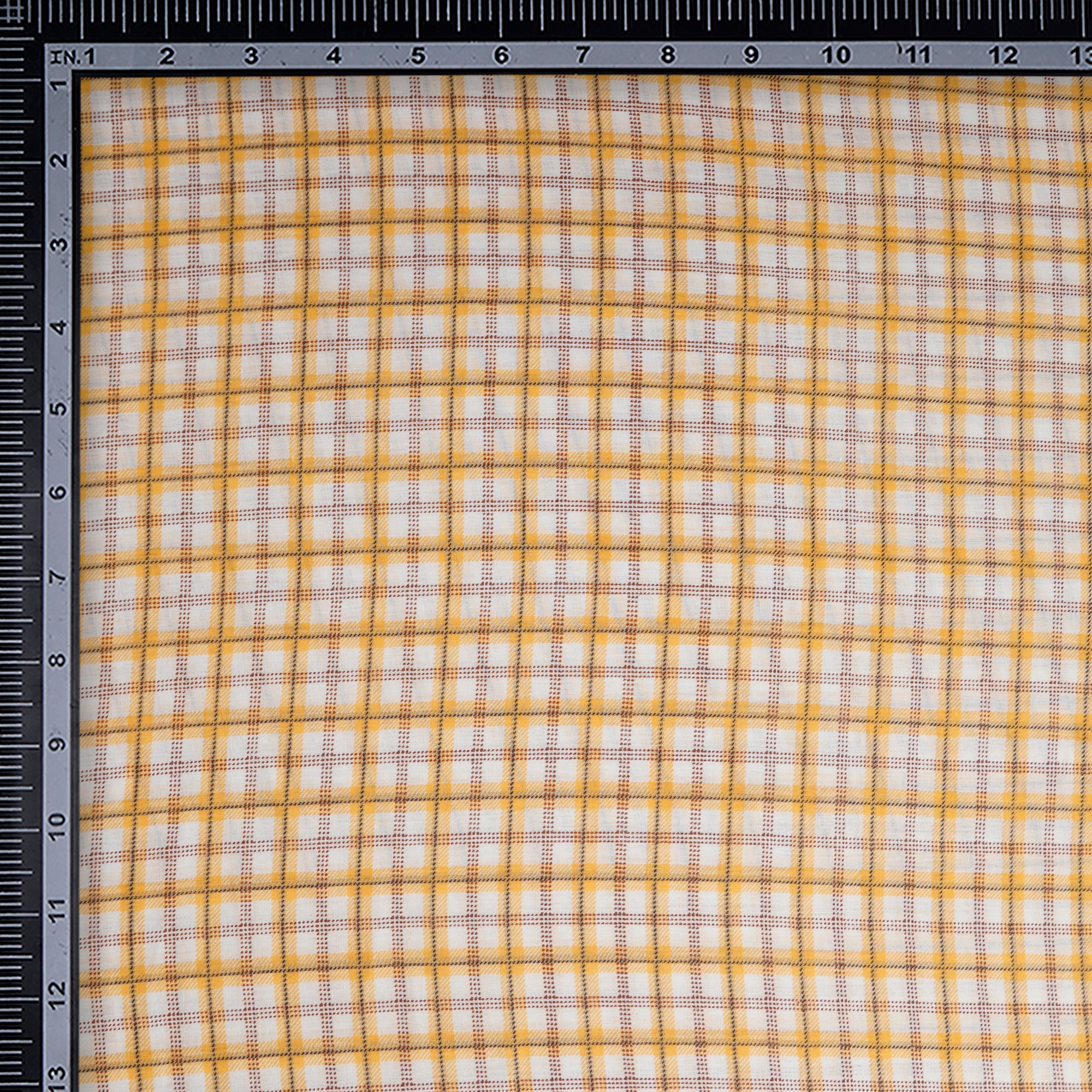 White-Yellow Check Pattern Yarn Dyed Cotton Fabric