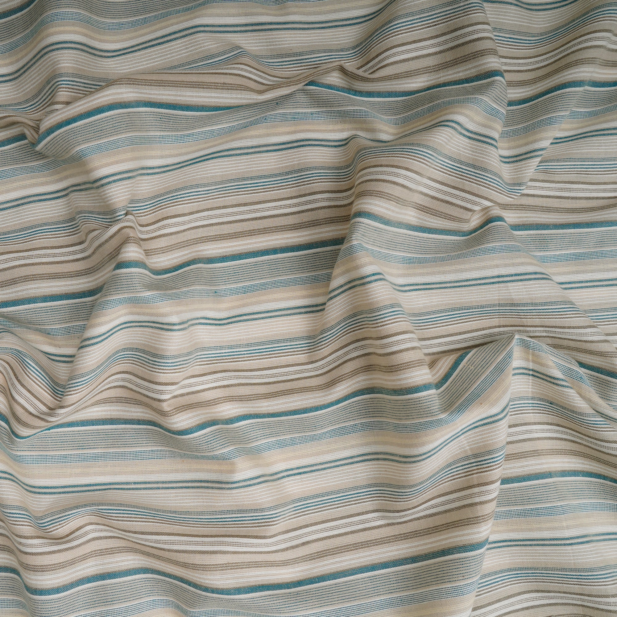 Cream Stripe Pattern Yarn Dyed Cotton Fabric