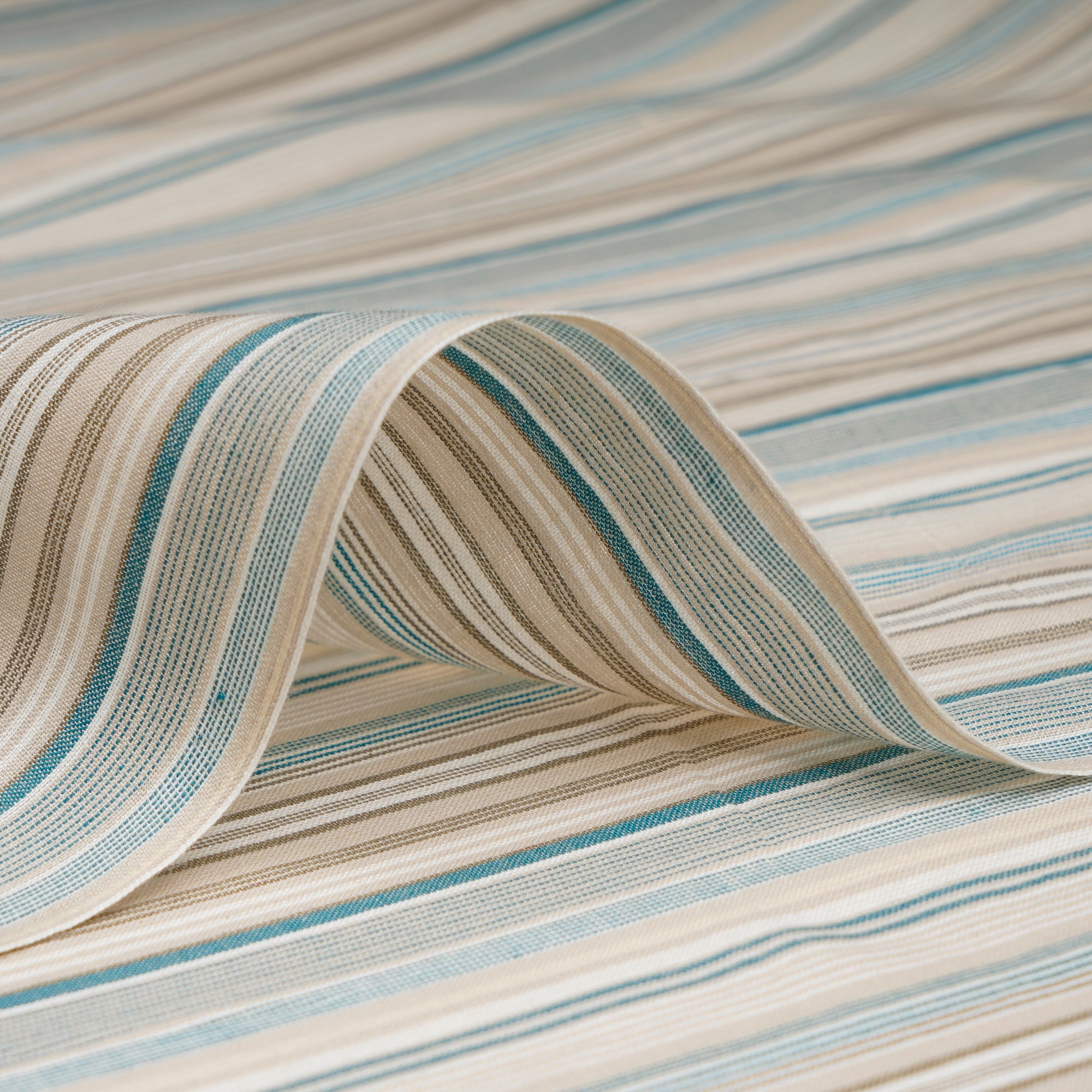 Cream Stripe Pattern Yarn Dyed Cotton Fabric