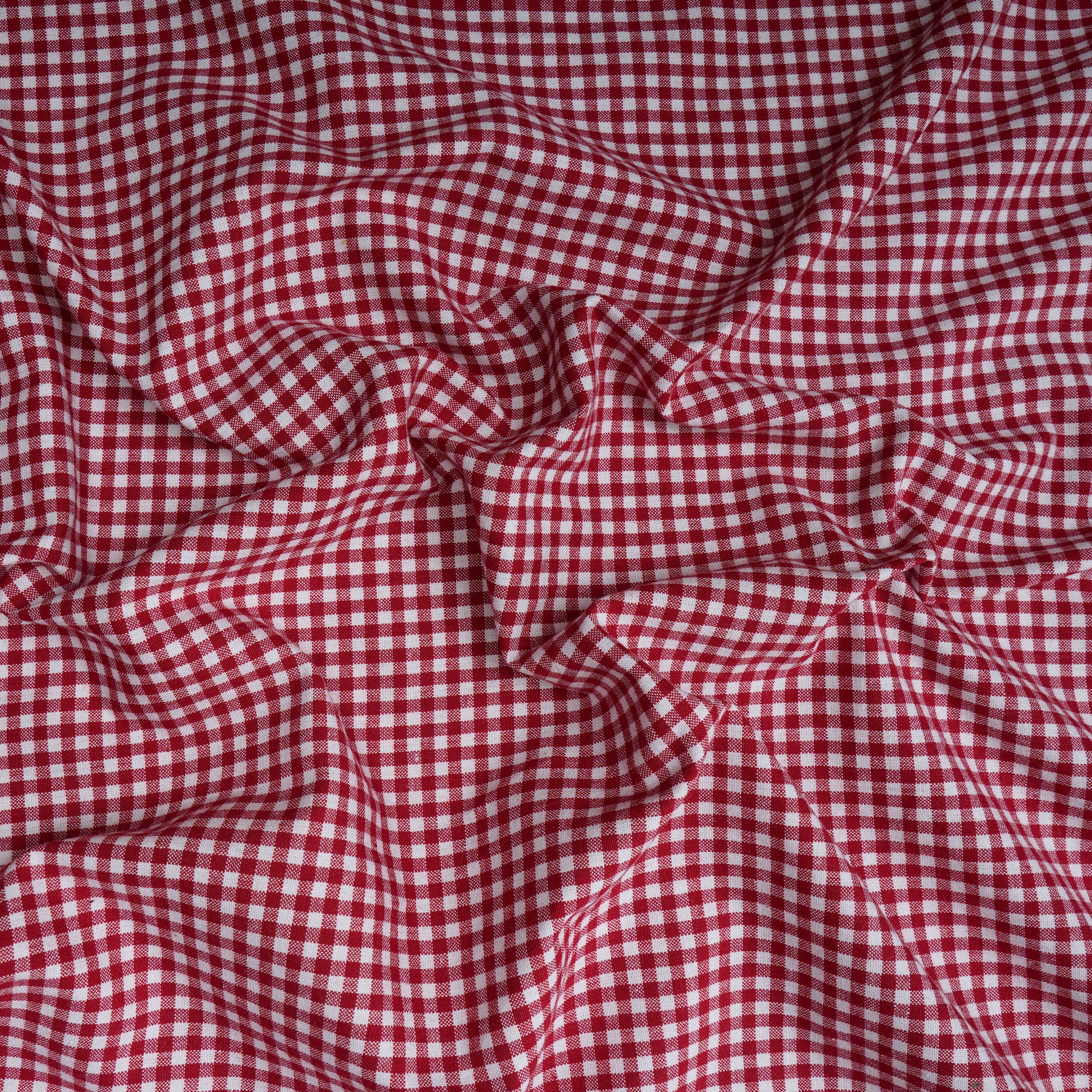 White-Red Check Pattern Yarn Dyed Cotton Fabric