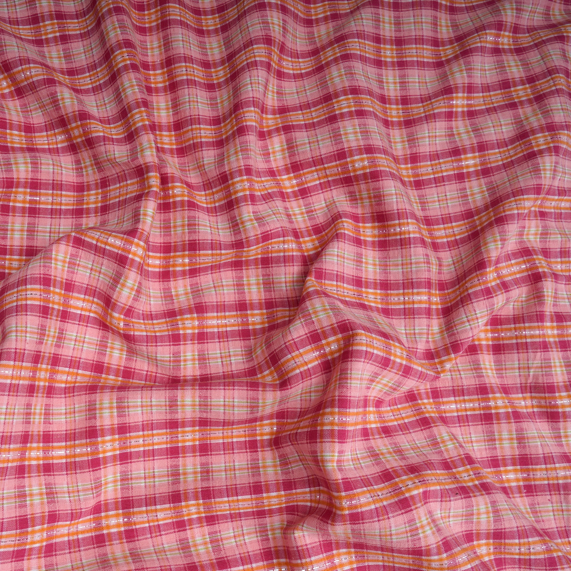 Light Pink Check Pattern Yarn Dyed Cotton Fabric