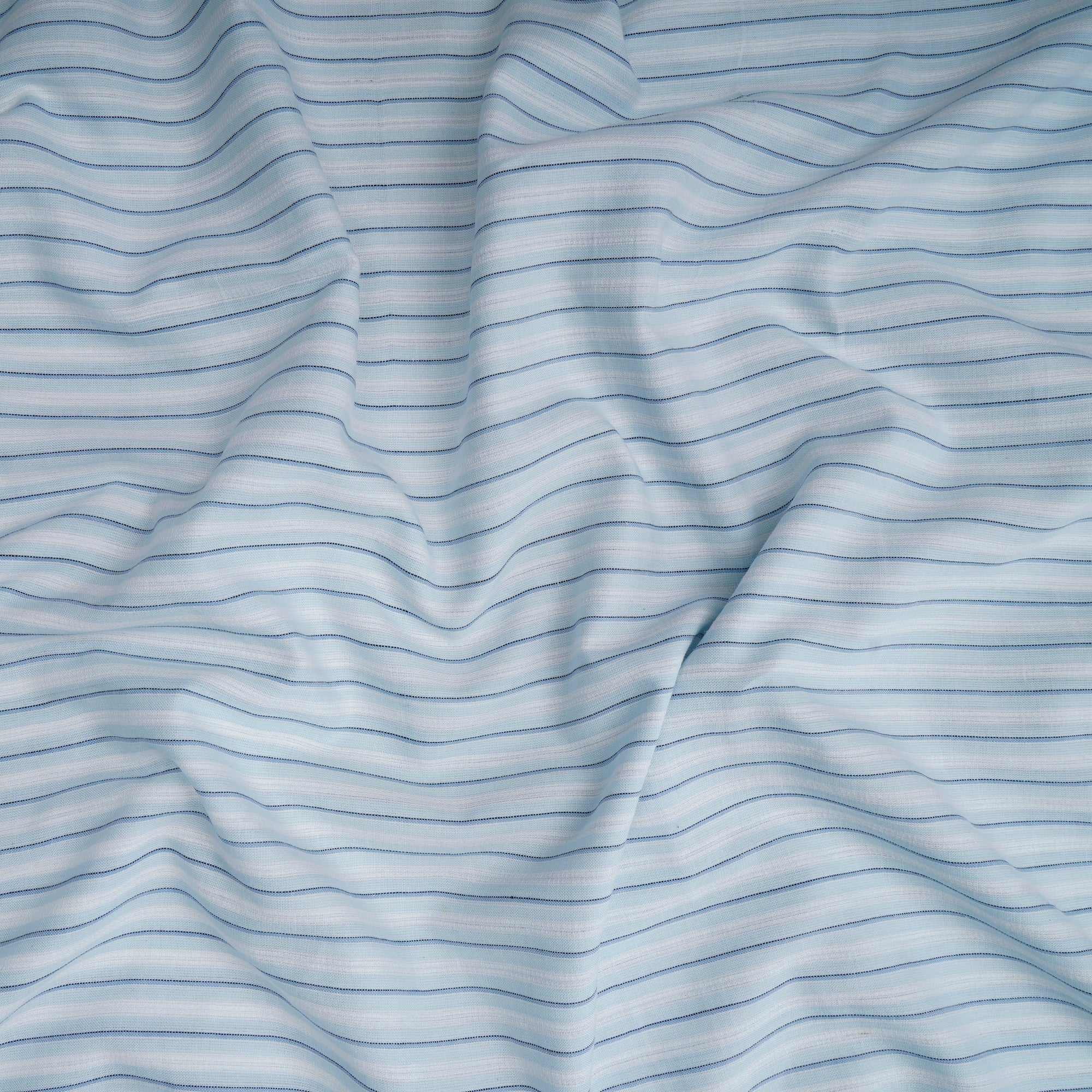 White-Blue Stripe Pattern Yarn Dyed Cotton Fabric