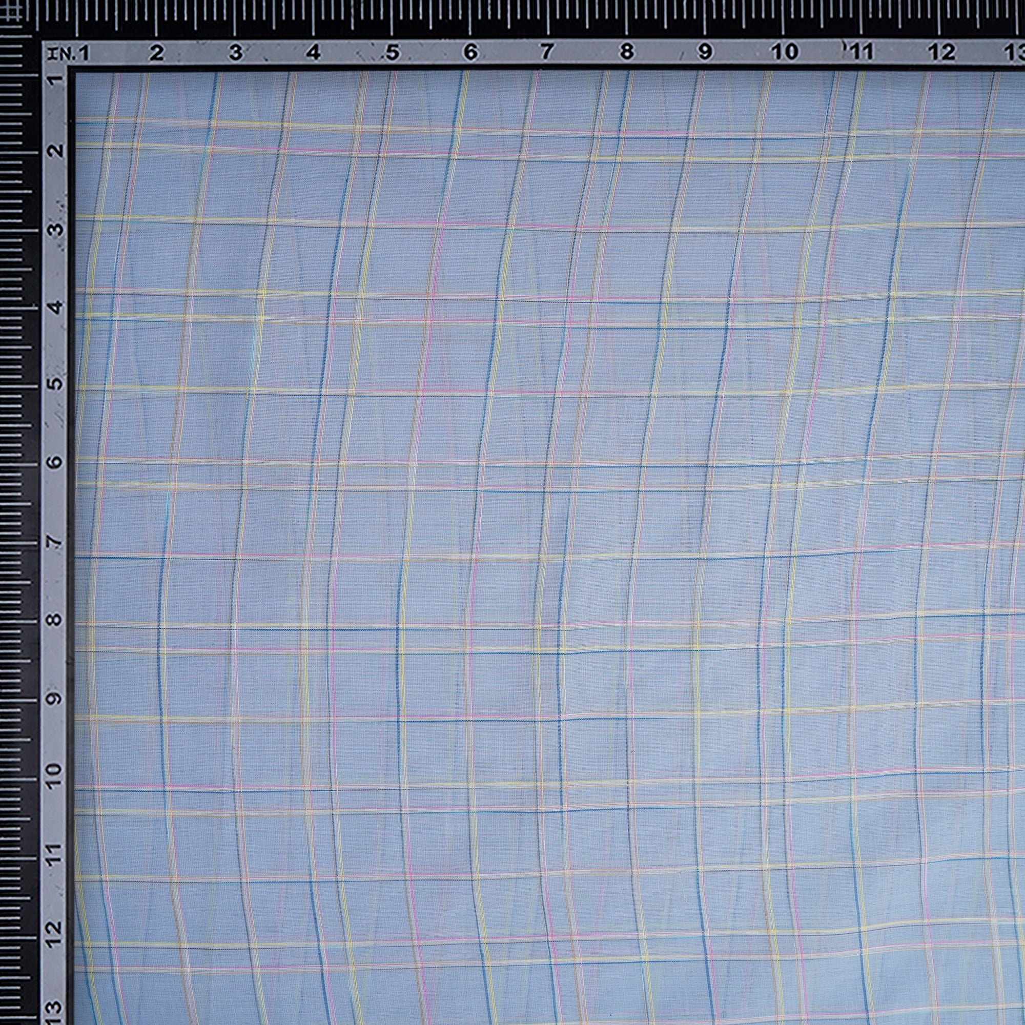 Ice Blue Check Pattern Yarn Dyed Cotton Fabric