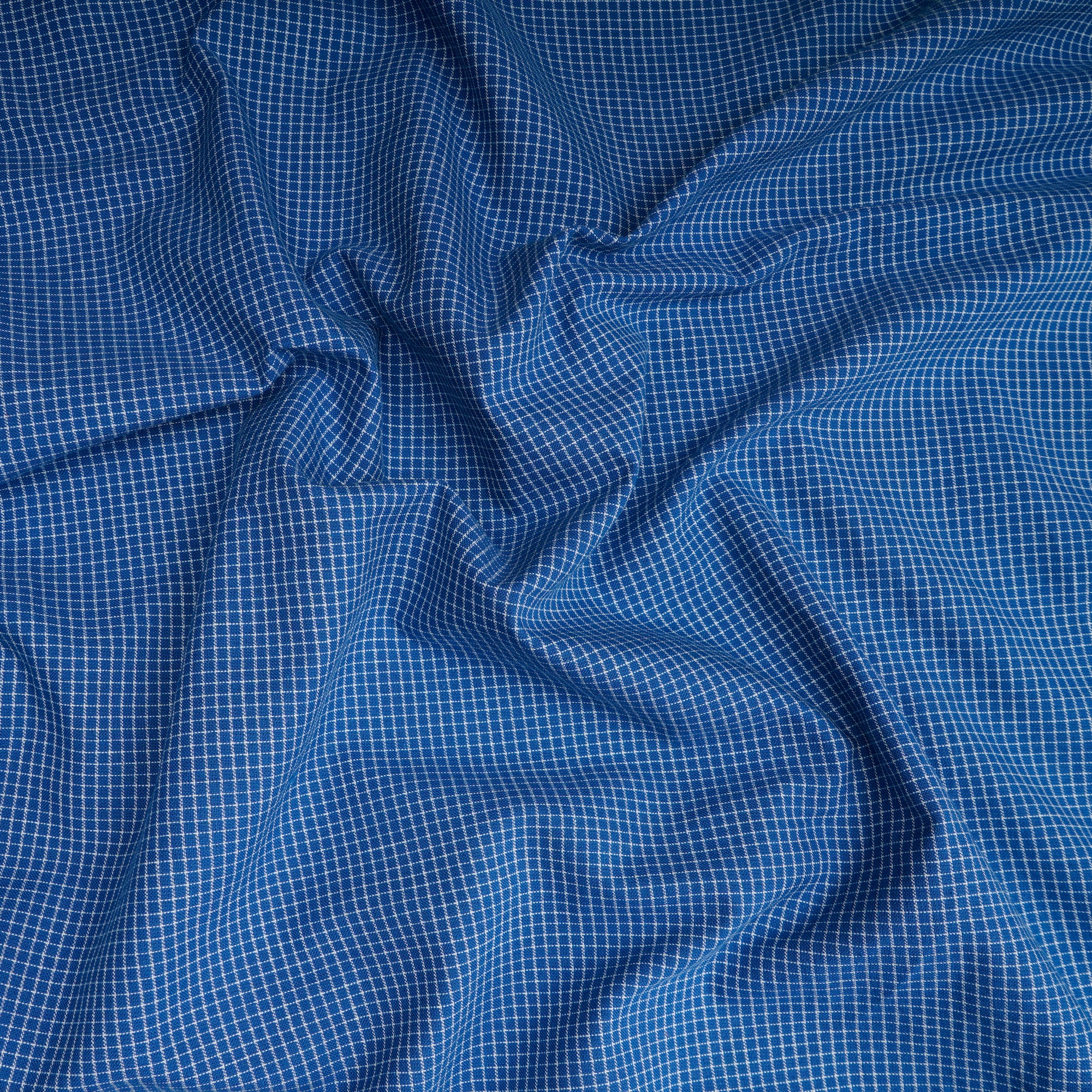 Blue Check Pattern Yarn Dyed Cotton Fabric