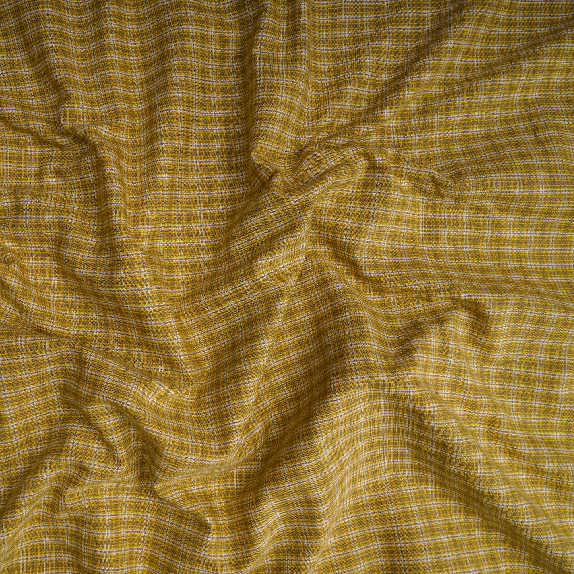 Yellow Check Pattern Yarn Dyed Cotton Fabric