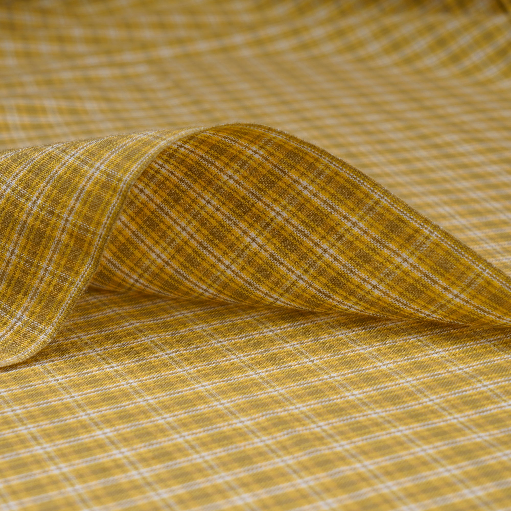 Yellow Check Pattern Yarn Dyed Cotton Fabric