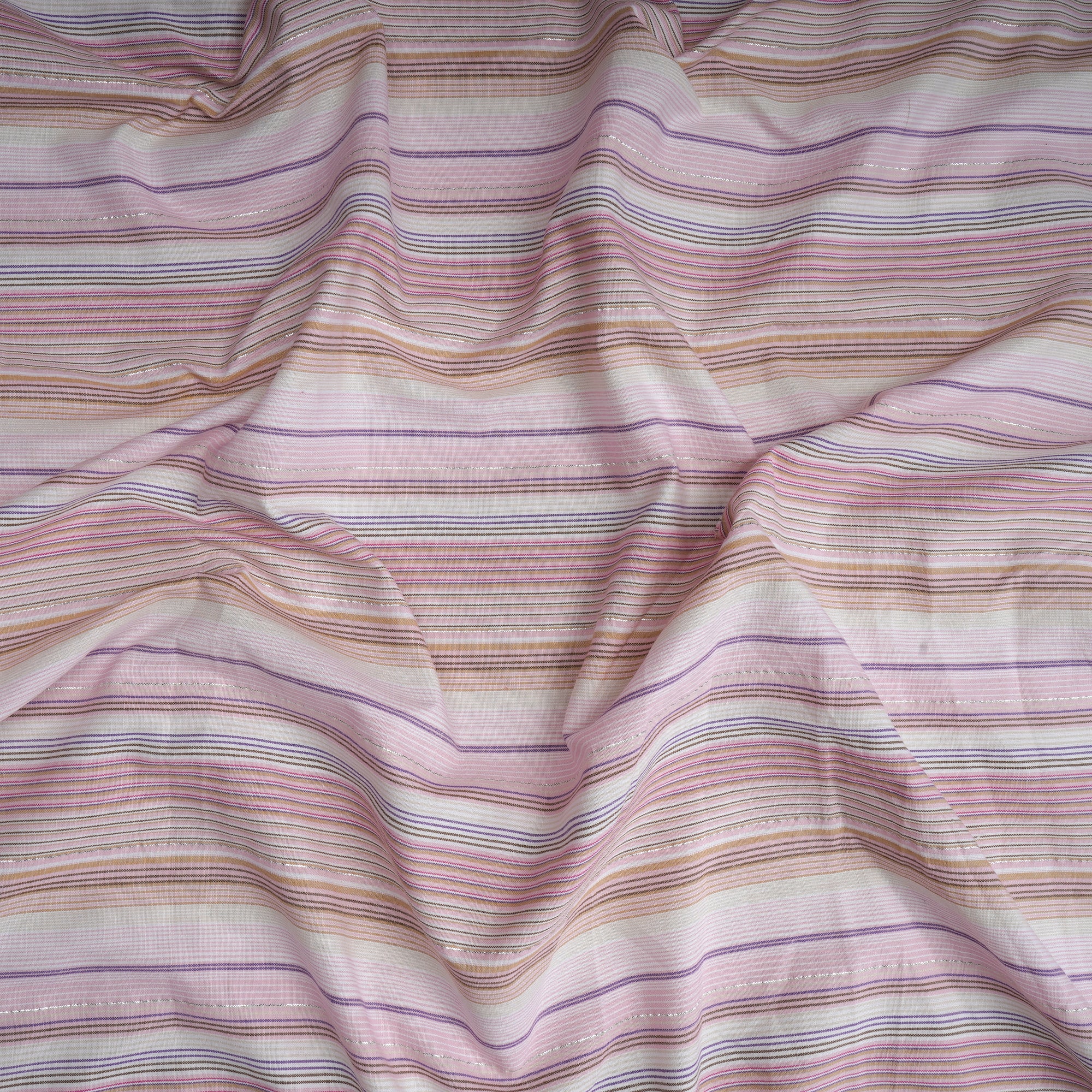 Light Pink Stripe Pattern Yarn Dyed Cotton Fabric