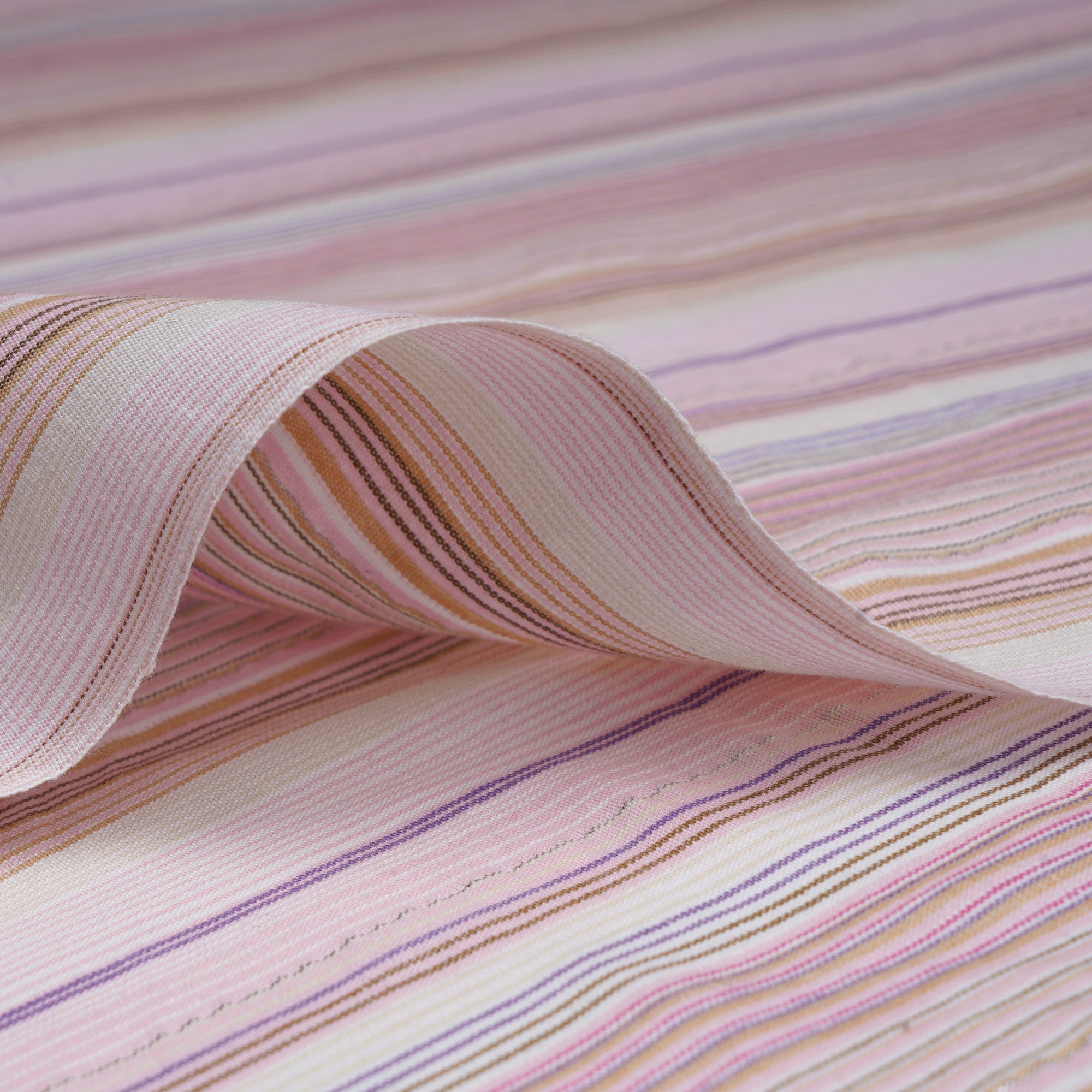 Light Pink Stripe Pattern Yarn Dyed Cotton Fabric