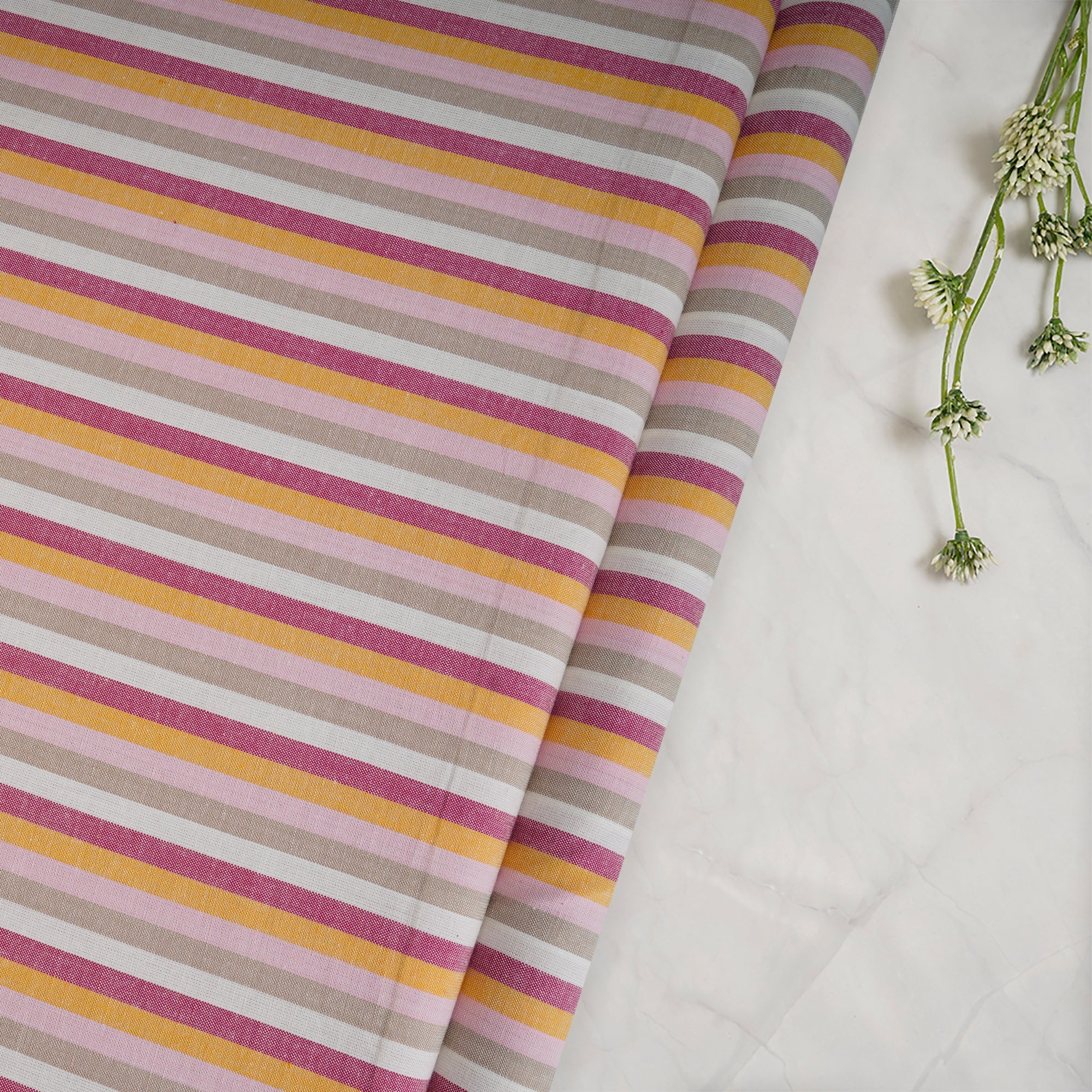 Multi Color Stripe Pattern Yarn Dyed Cotton Fabric