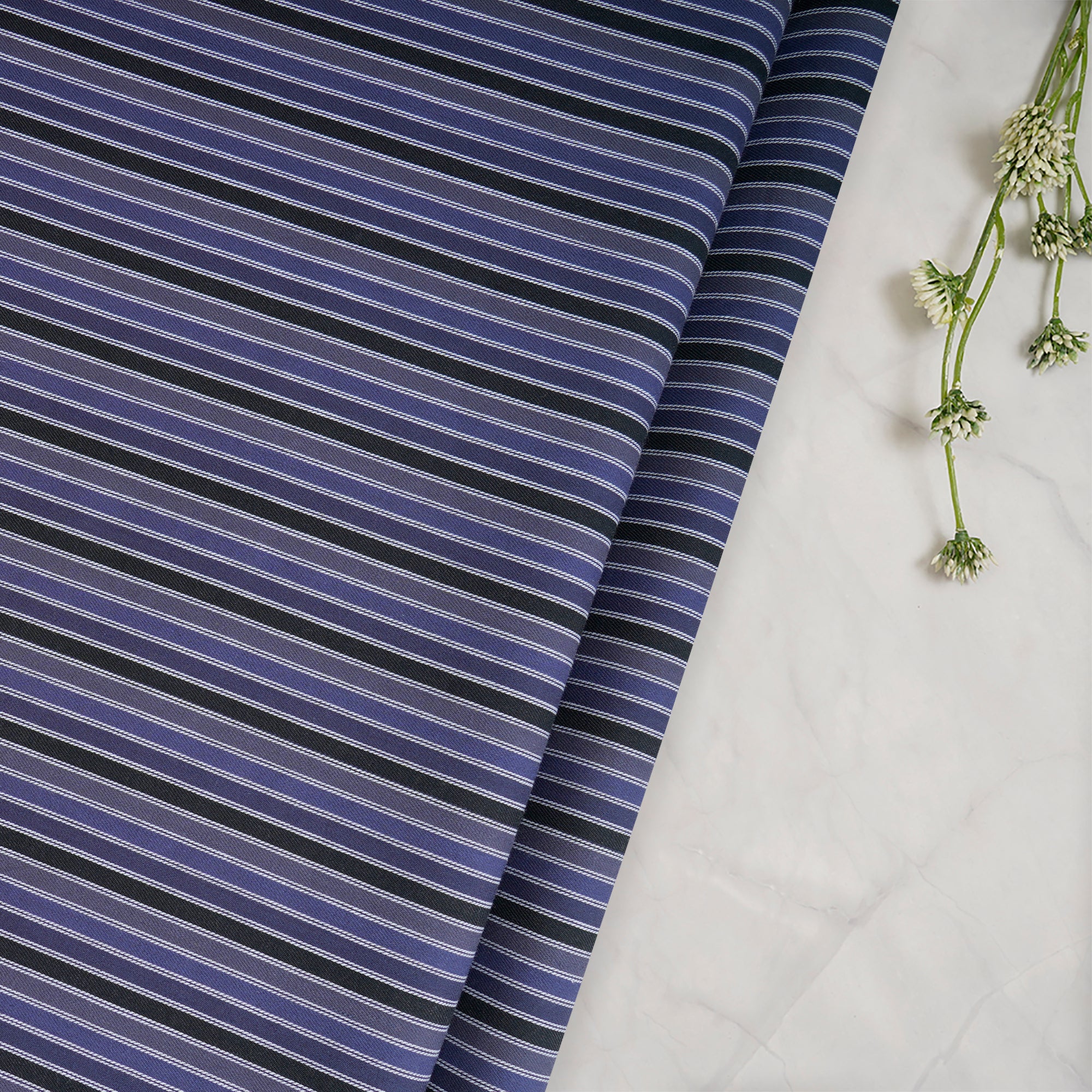 Blue Stripe Pattern Yarn Dyed Cotton Fabric