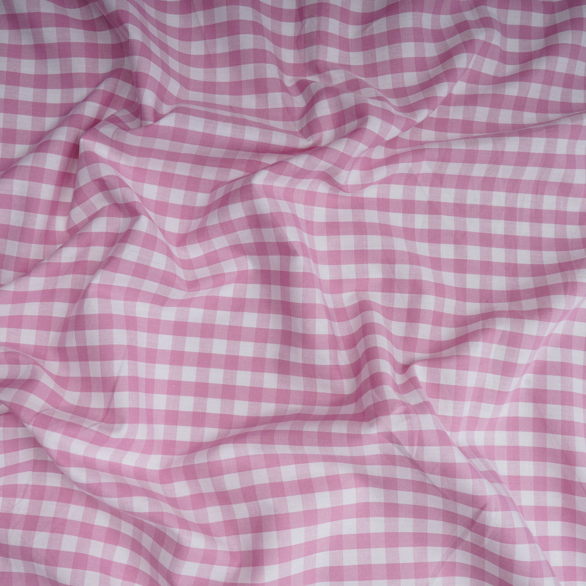 Baby Pink Check Pattern Yarn Dyed Cotton Fabric