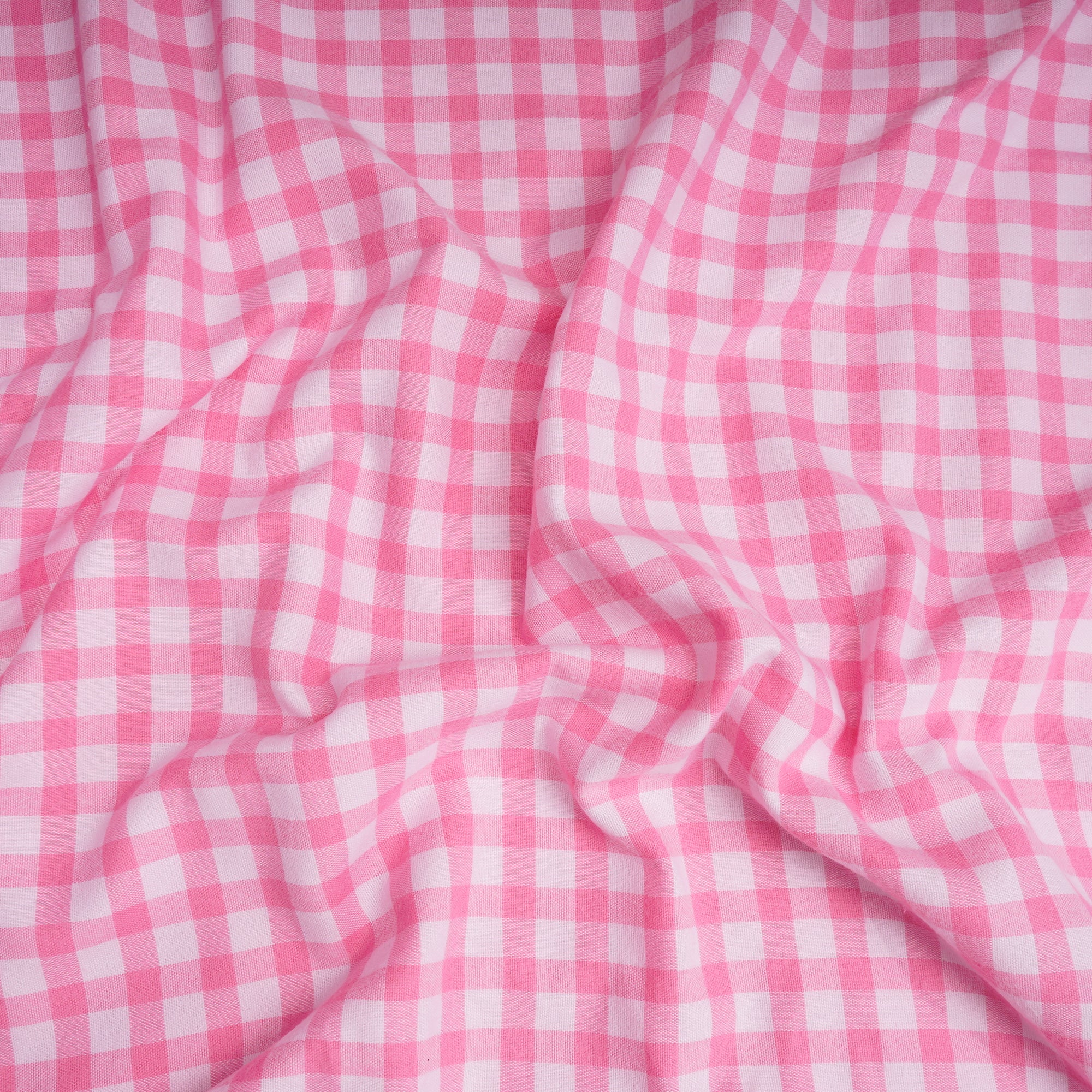 Baby Pink Check Pattern Yarn Dyed Cotton Fabric