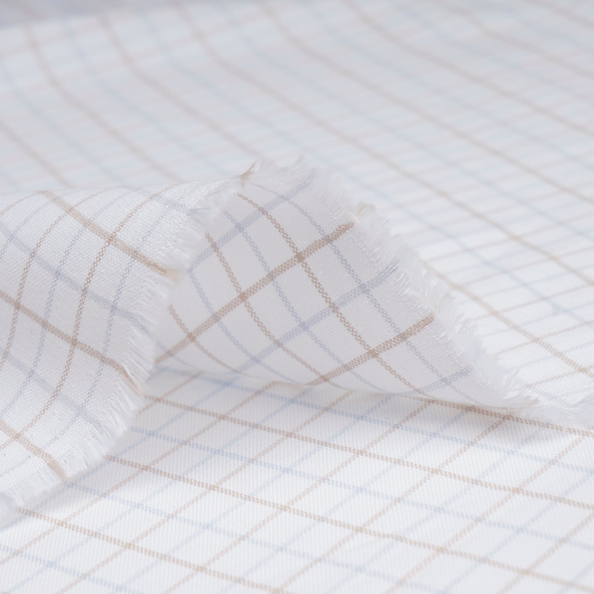 Off-White Check Pattern Yarn Dyed Cotton Fabric