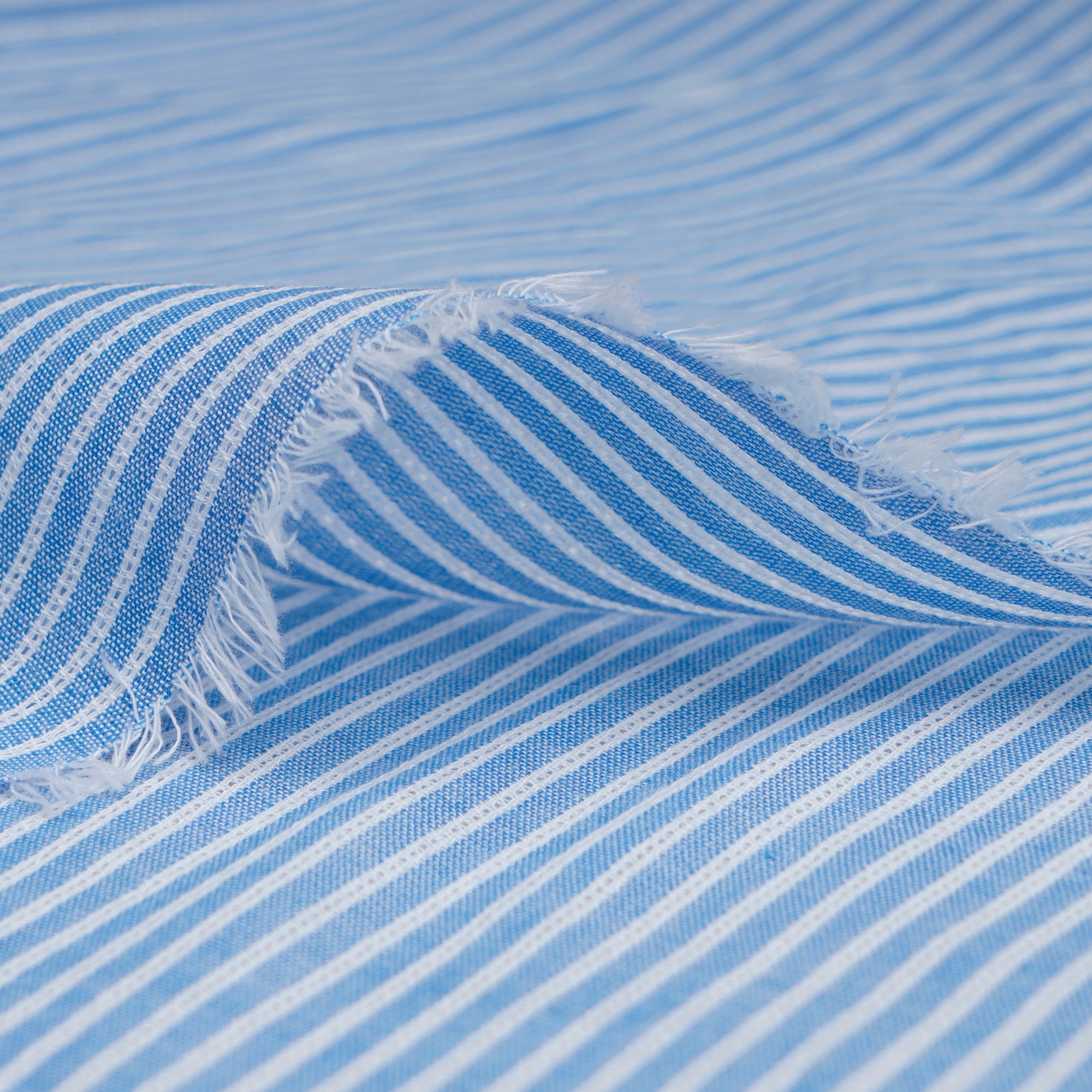 Light Blue Stripe Pattern Yarn Dyed Cotton Fabric