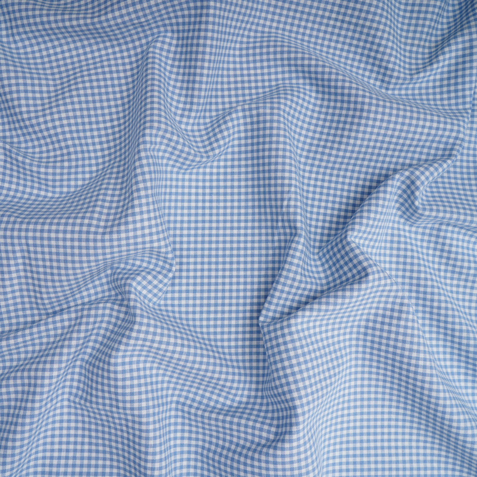 Powder Blue Check Pattern Yarn Dyed Cotton Fabric