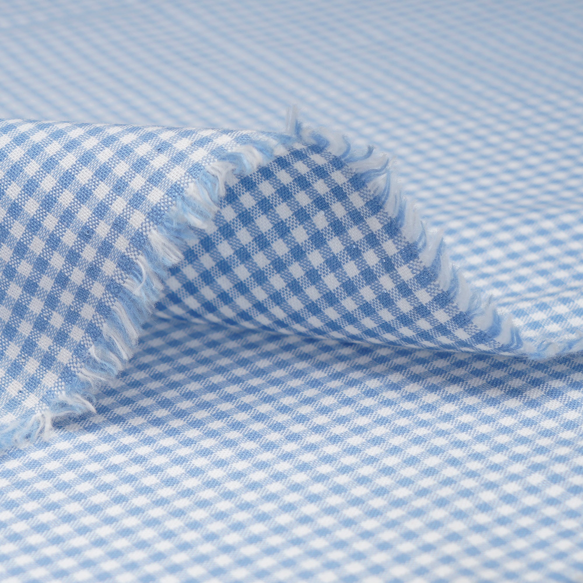 Powder Blue Check Pattern Yarn Dyed Cotton Fabric