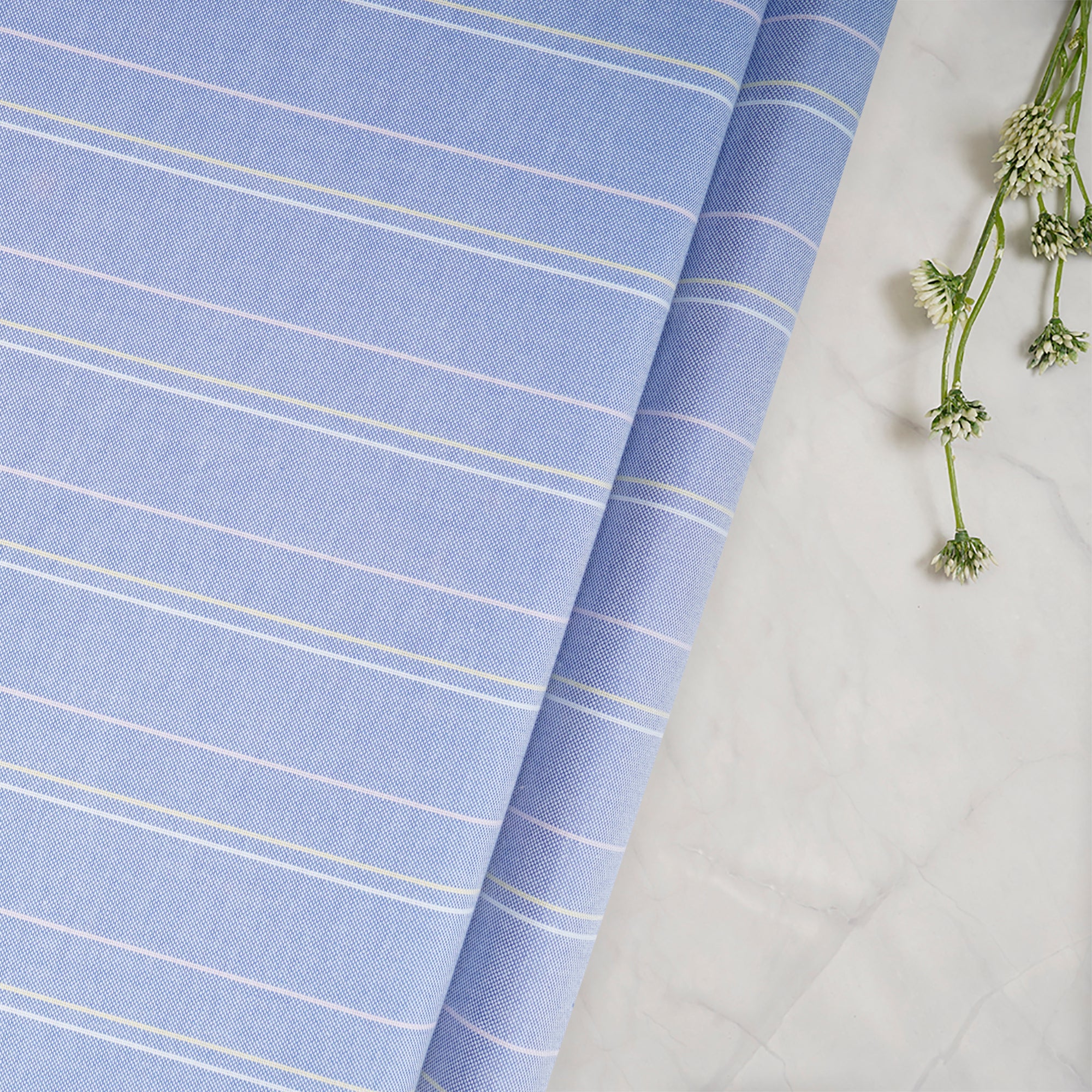 Lavender Stripe Pattern Yarn Dyed Cotton Fabric