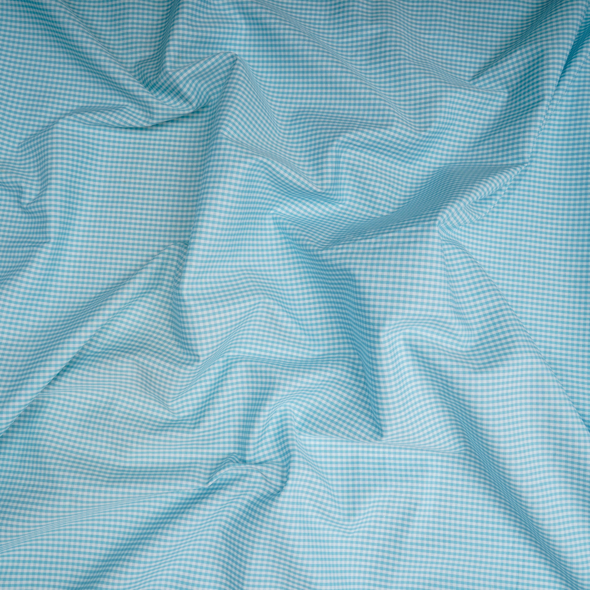 Ice Blue Check Pattern Yarn Dyed Cotton Fabric