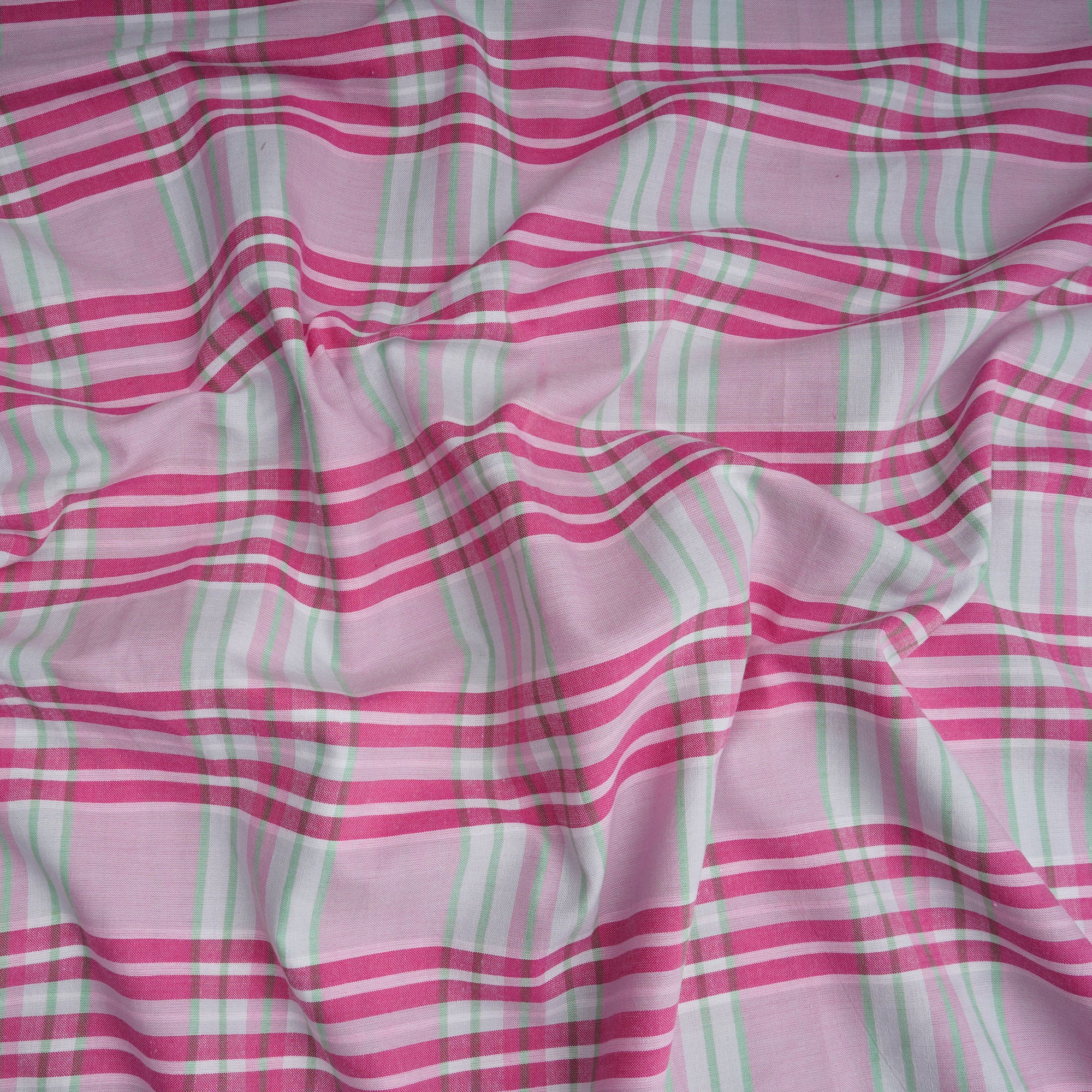 Pink Check Pattern Yarn Dyed Cotton Fabric