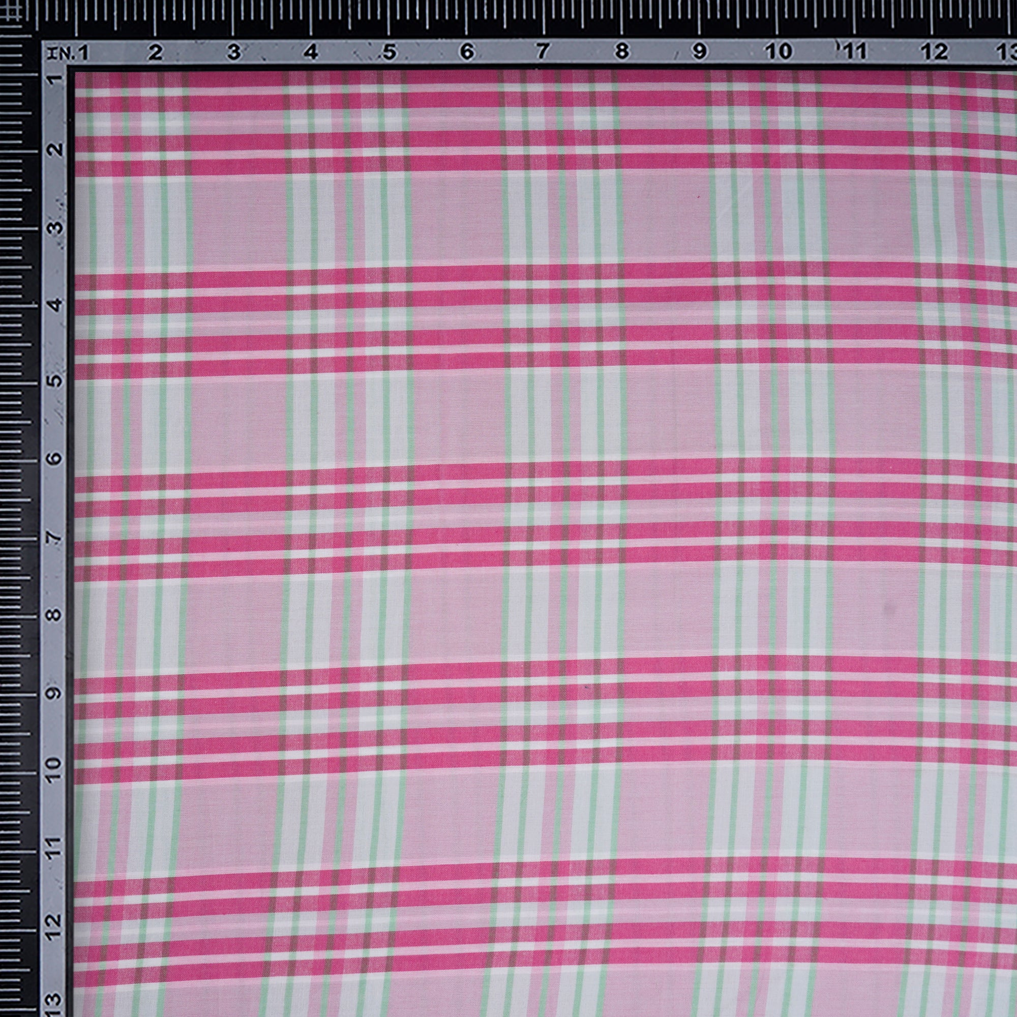 Pink Check Pattern Yarn Dyed Cotton Fabric