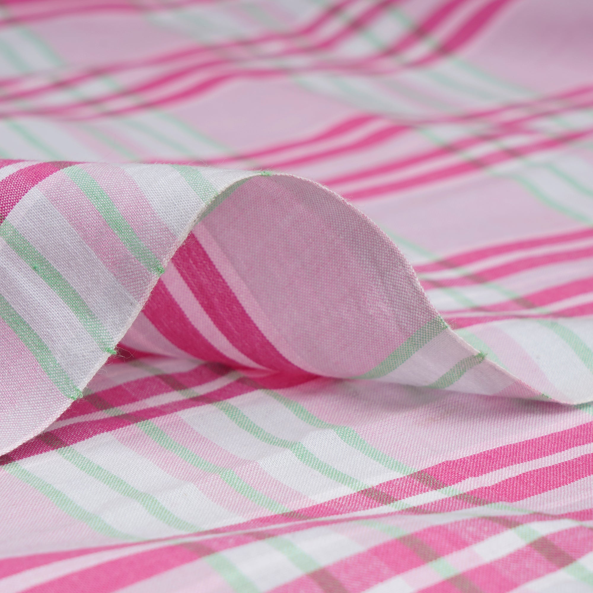 Pink Check Pattern Yarn Dyed Cotton Fabric